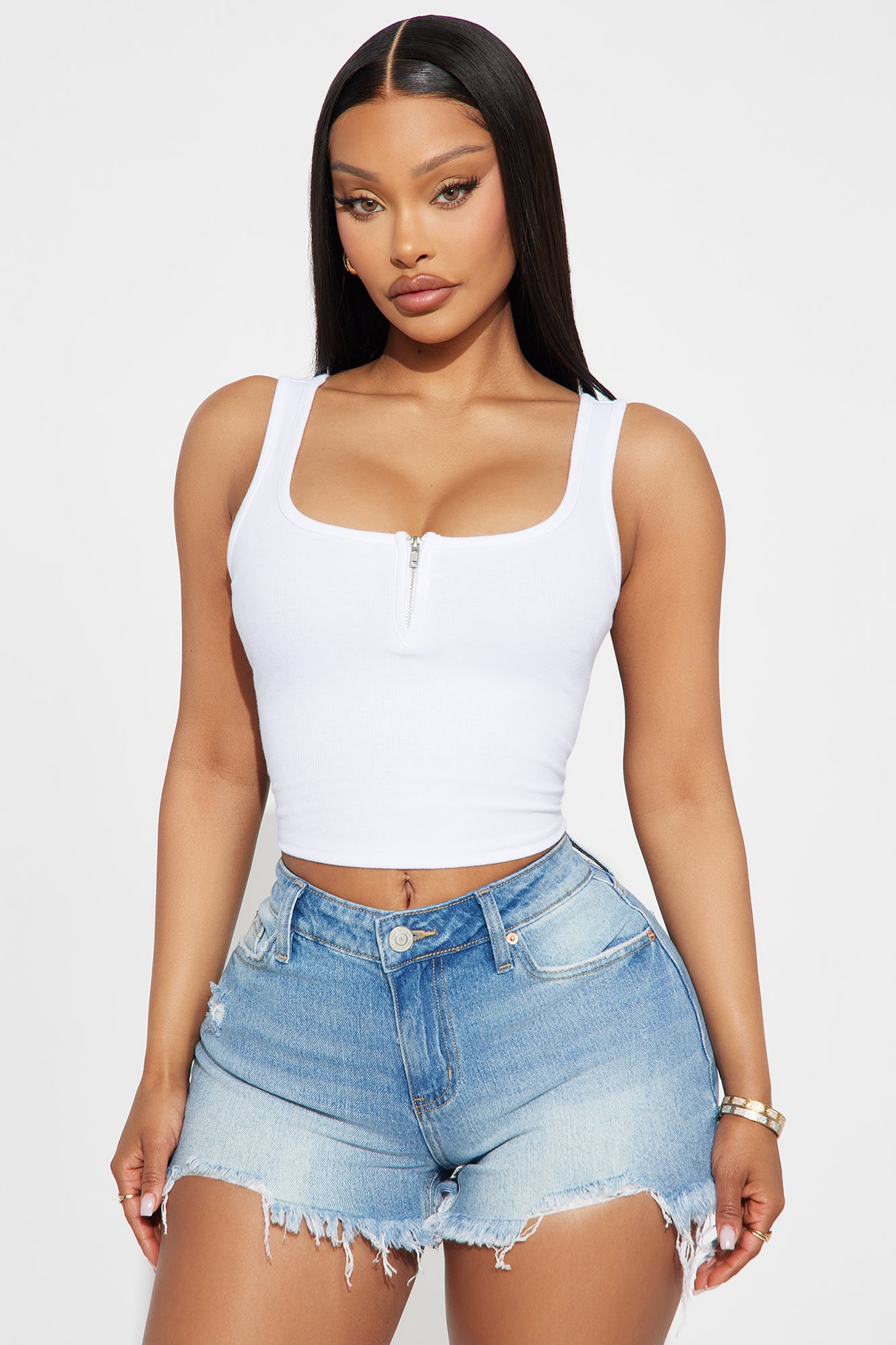 Arielle Cropped Tank Top - White