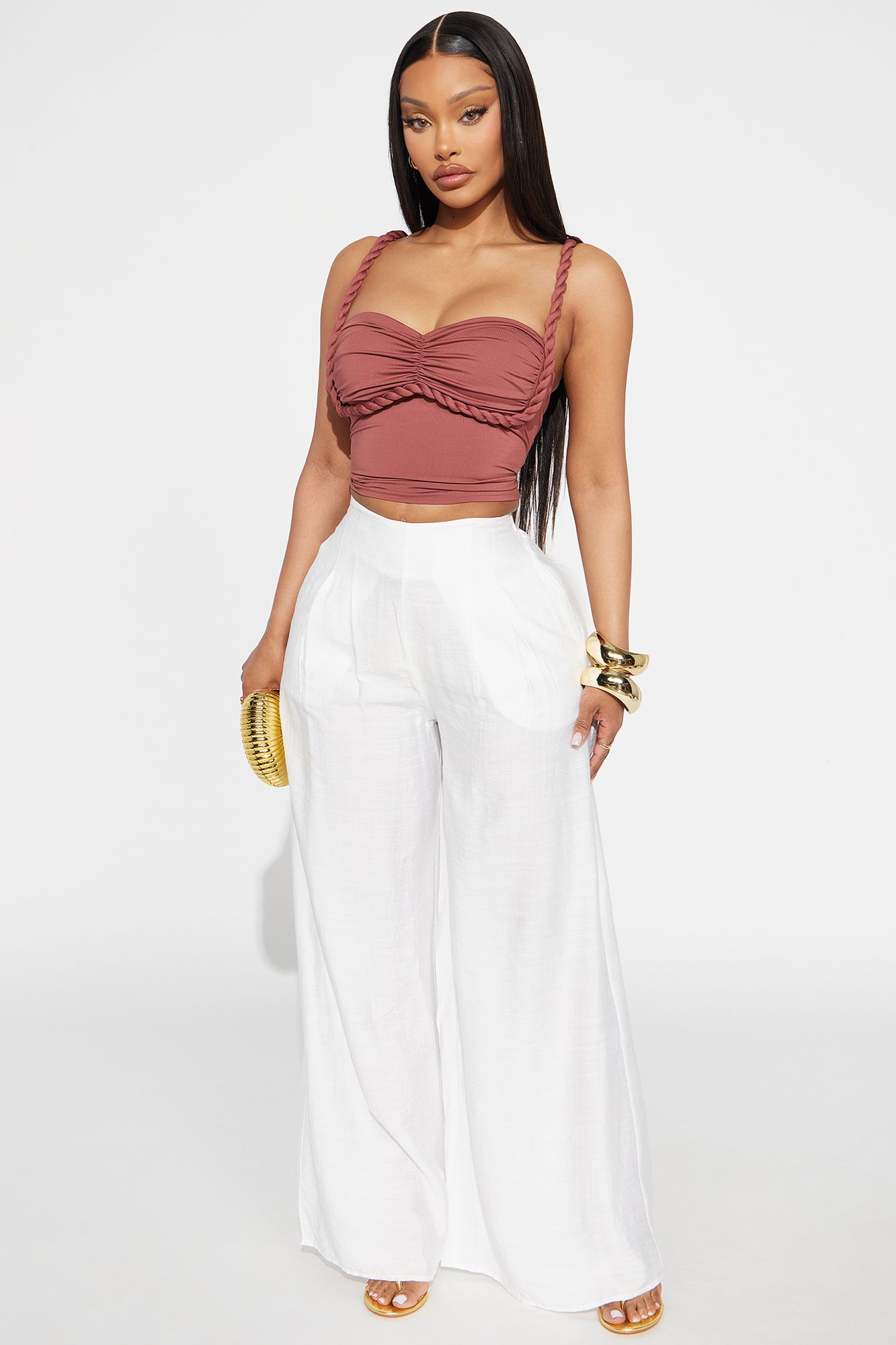 In My Happy Place Wide Leg Linen Pant - White