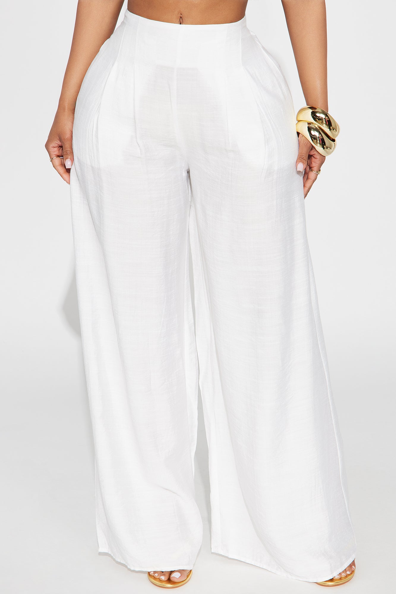 In My Happy Place Wide Leg Linen Pant - White