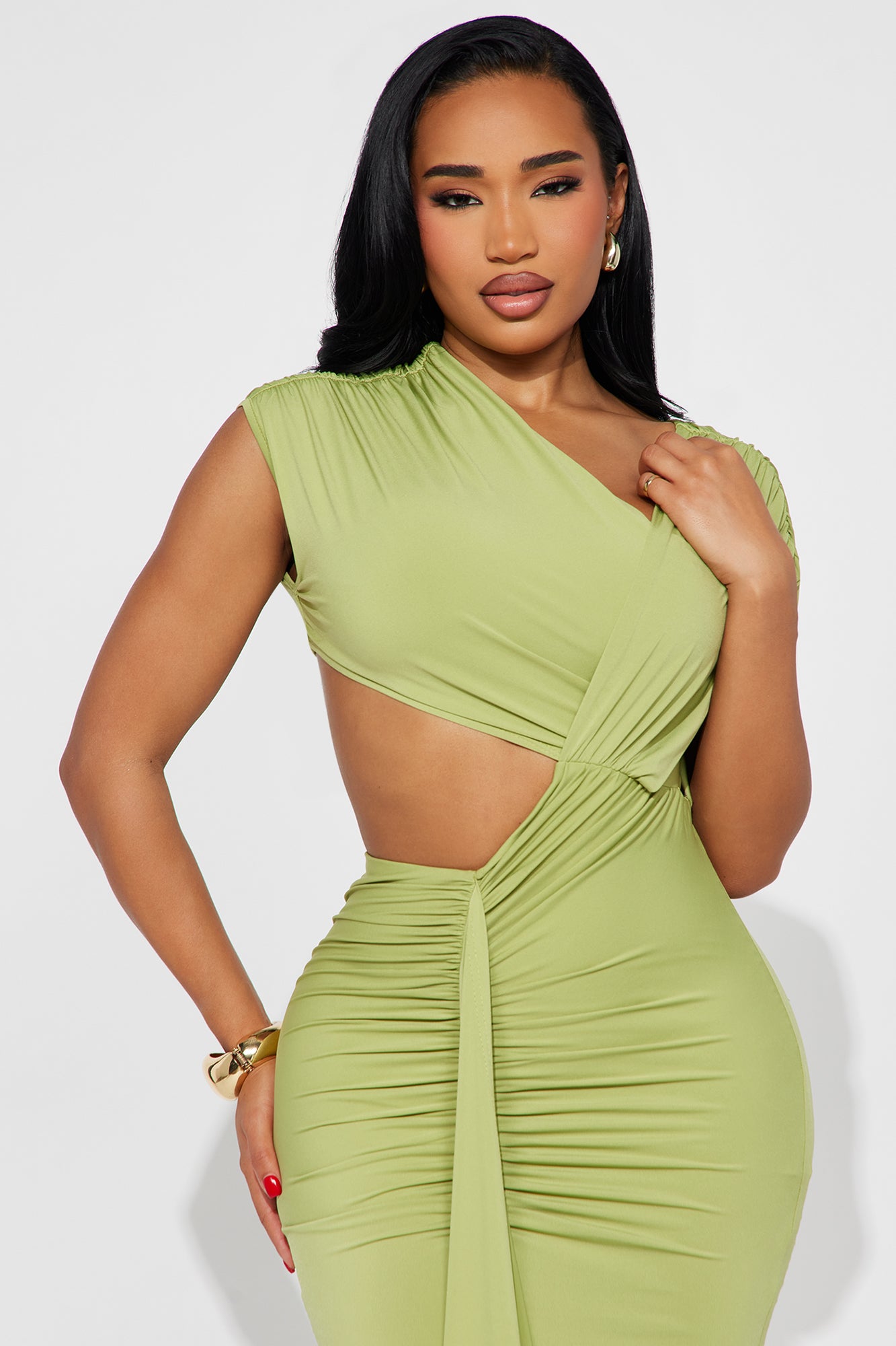 Aria Cut Out Maxi Dress - Chartreuse
