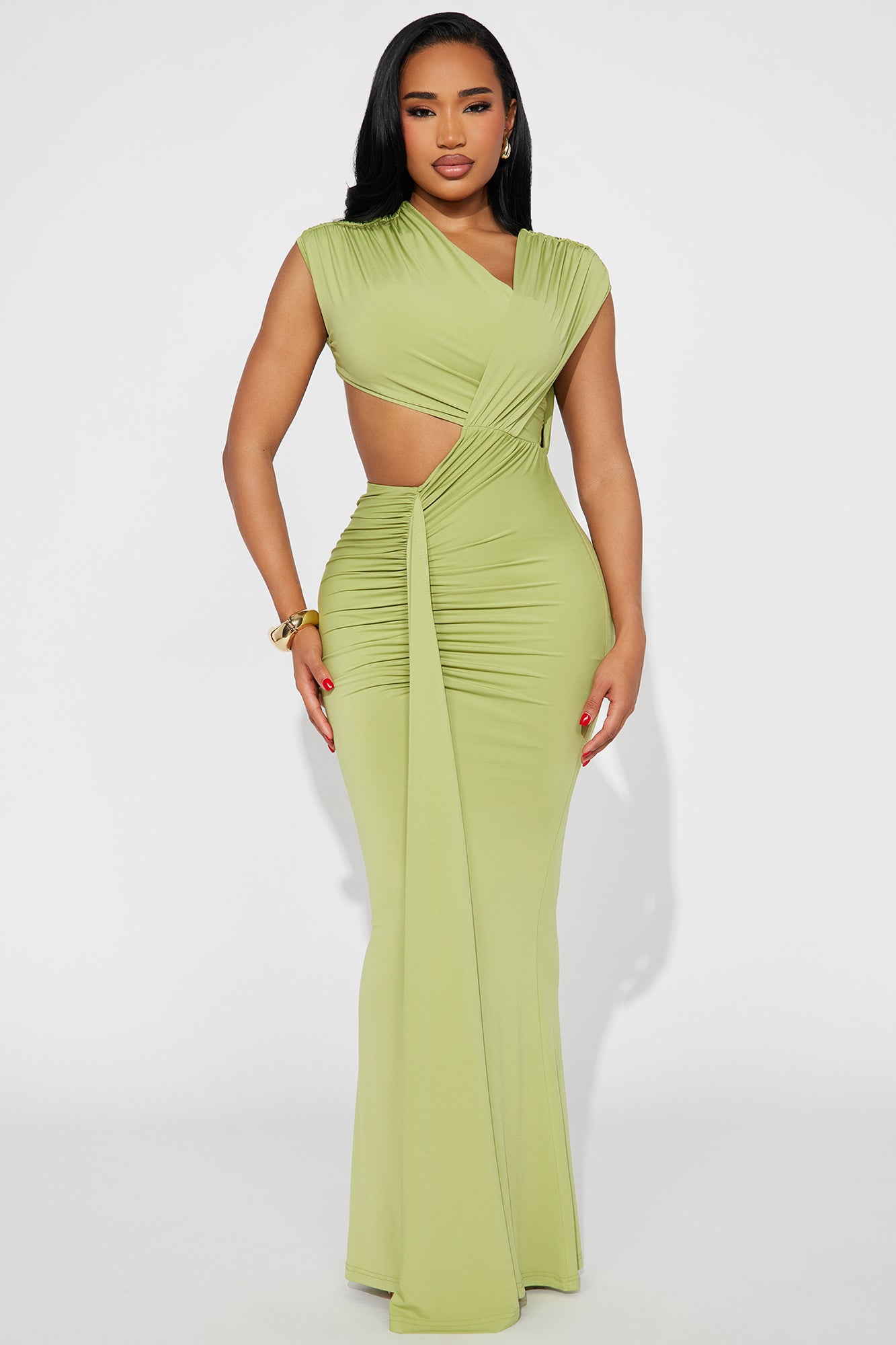 Aria Cut Out Maxi Dress - Chartreuse