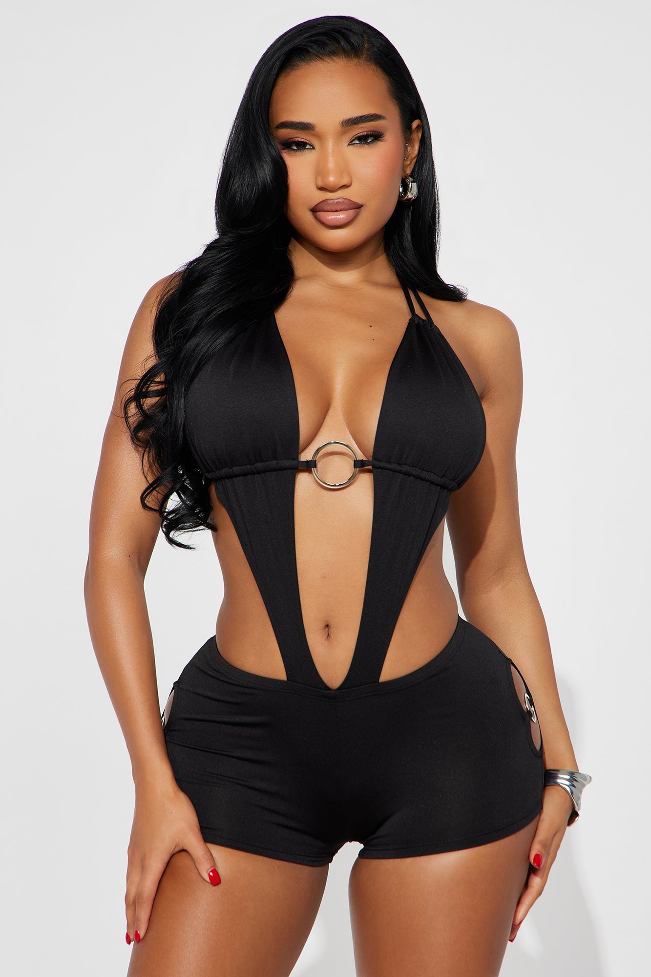 Catch Up Micro Short Romper - Black