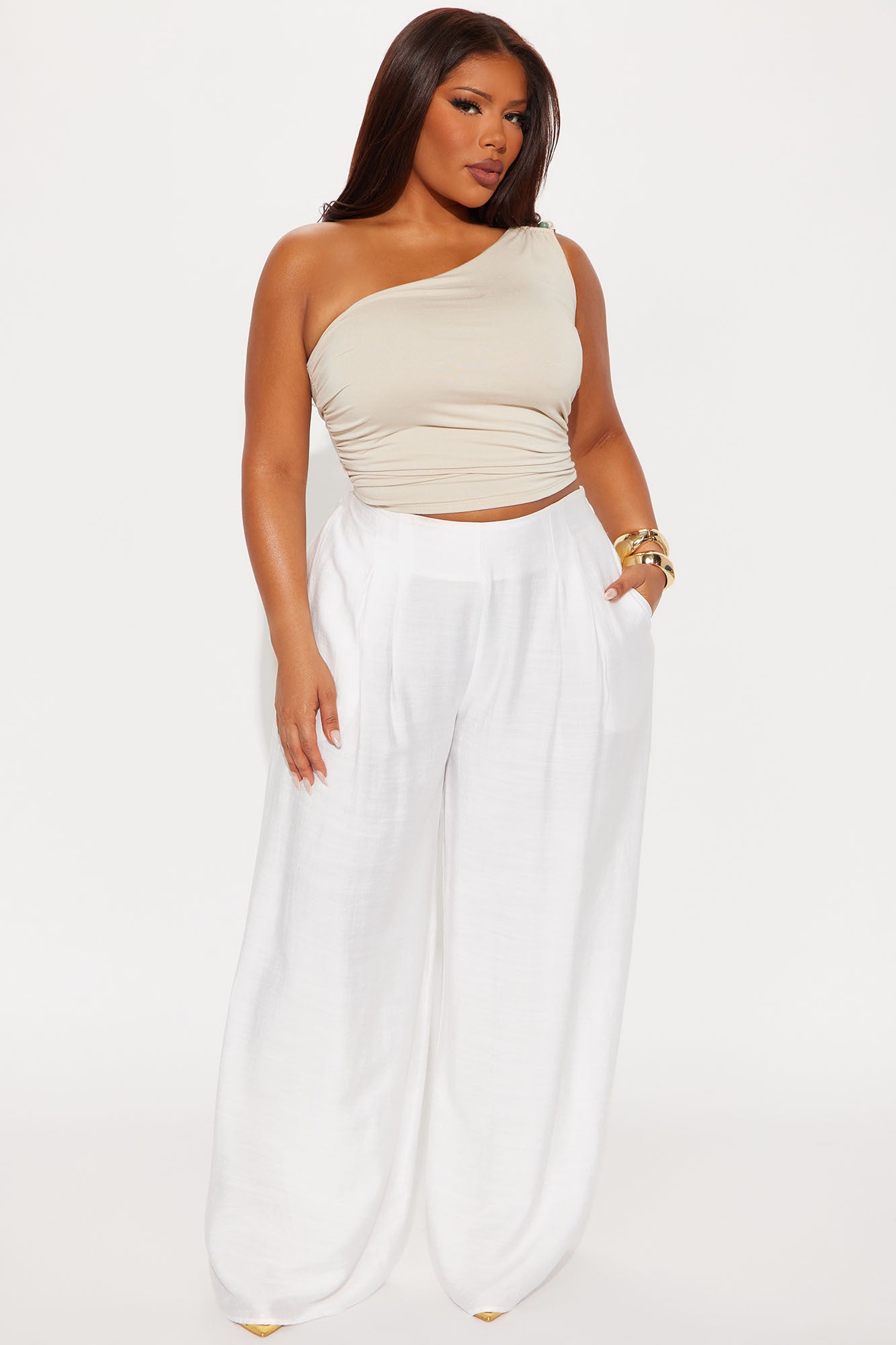 In My Happy Place Wide Leg Linen Pant - White