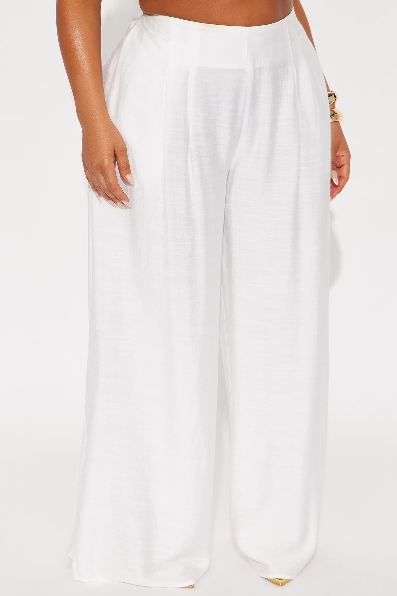 In My Happy Place Wide Leg Linen Pant - White
