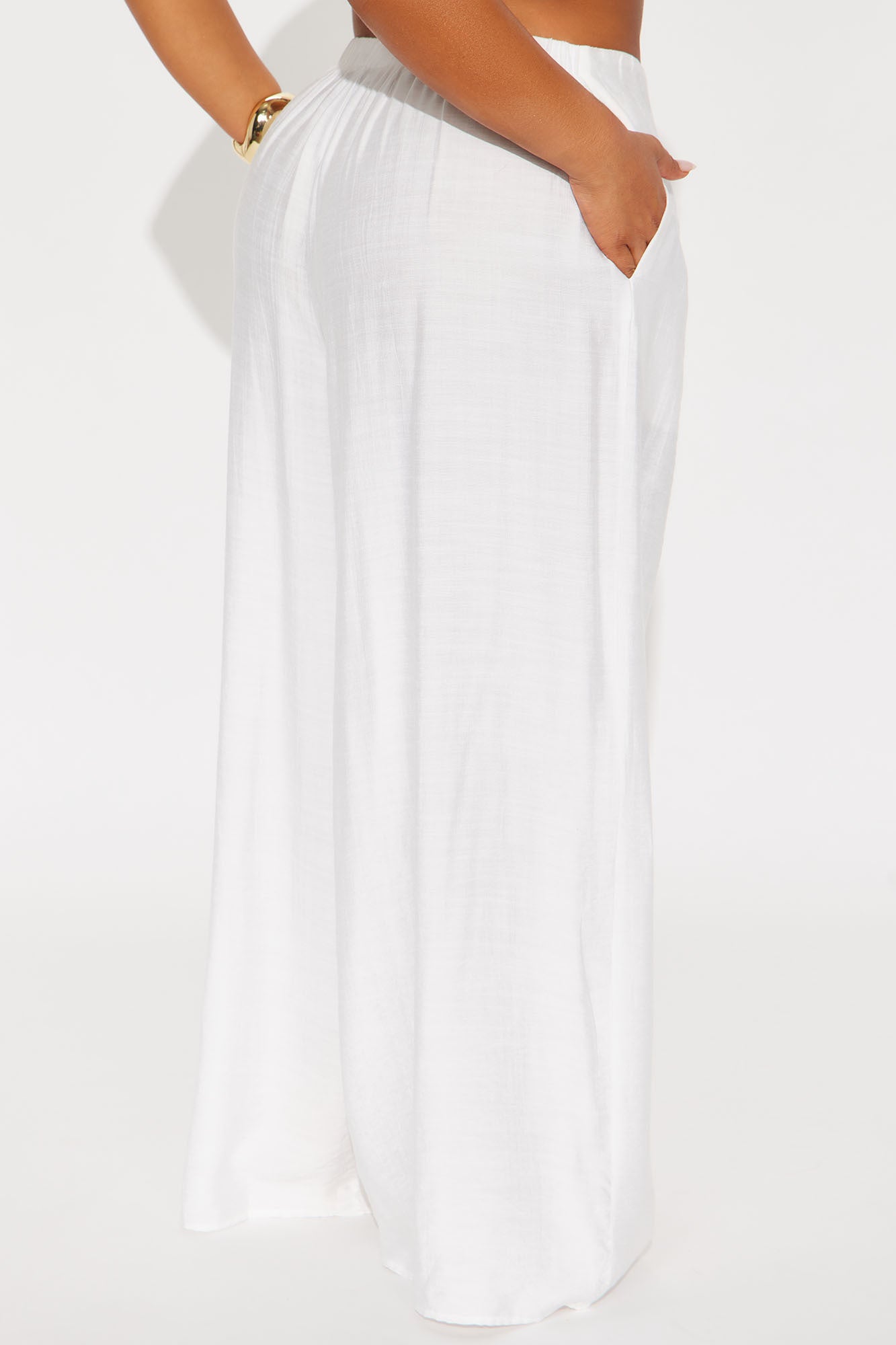 In My Happy Place Wide Leg Linen Pant - White