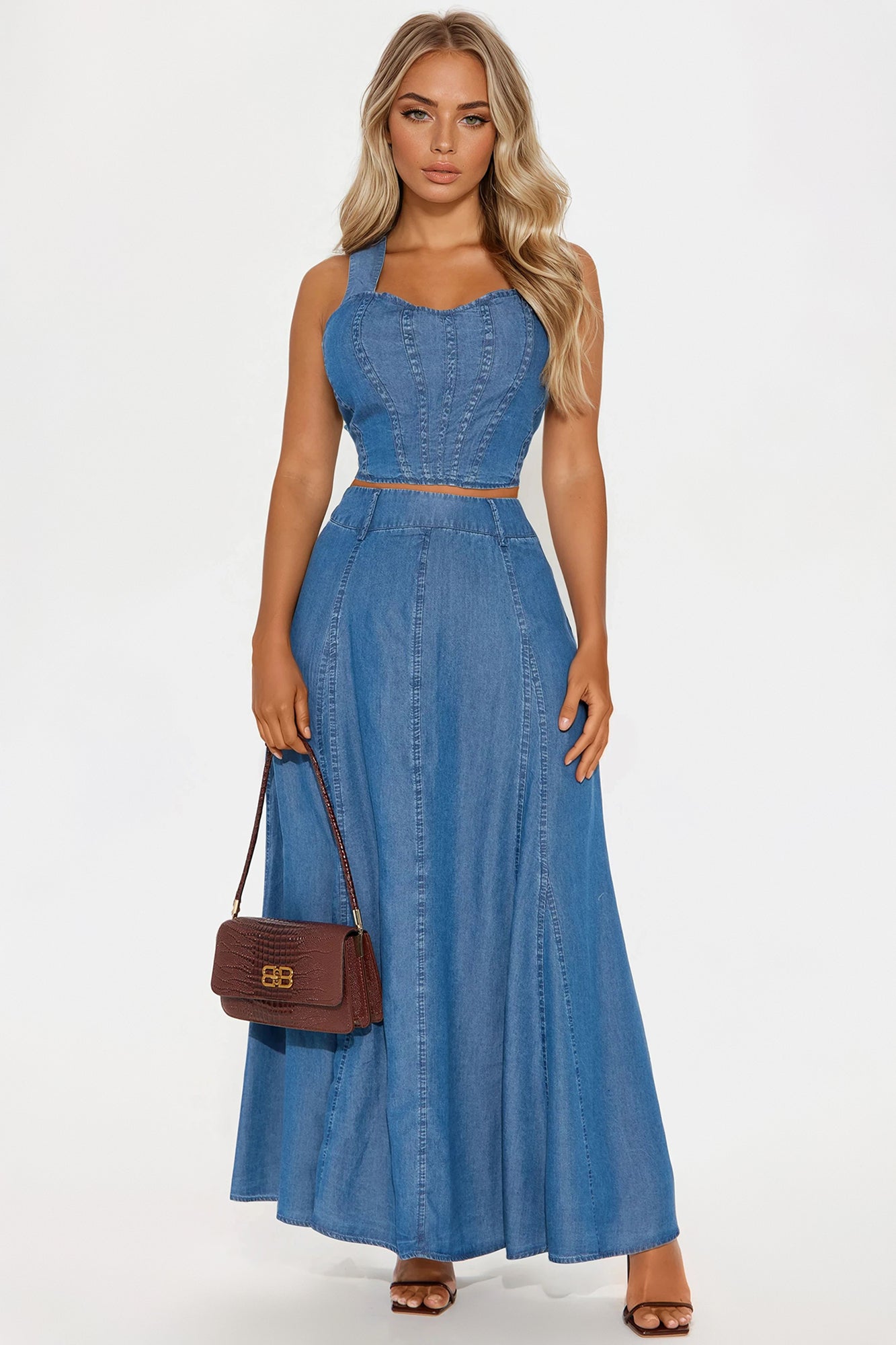 Chamberlain Sleeveless Maxi Skirt Set - Blue