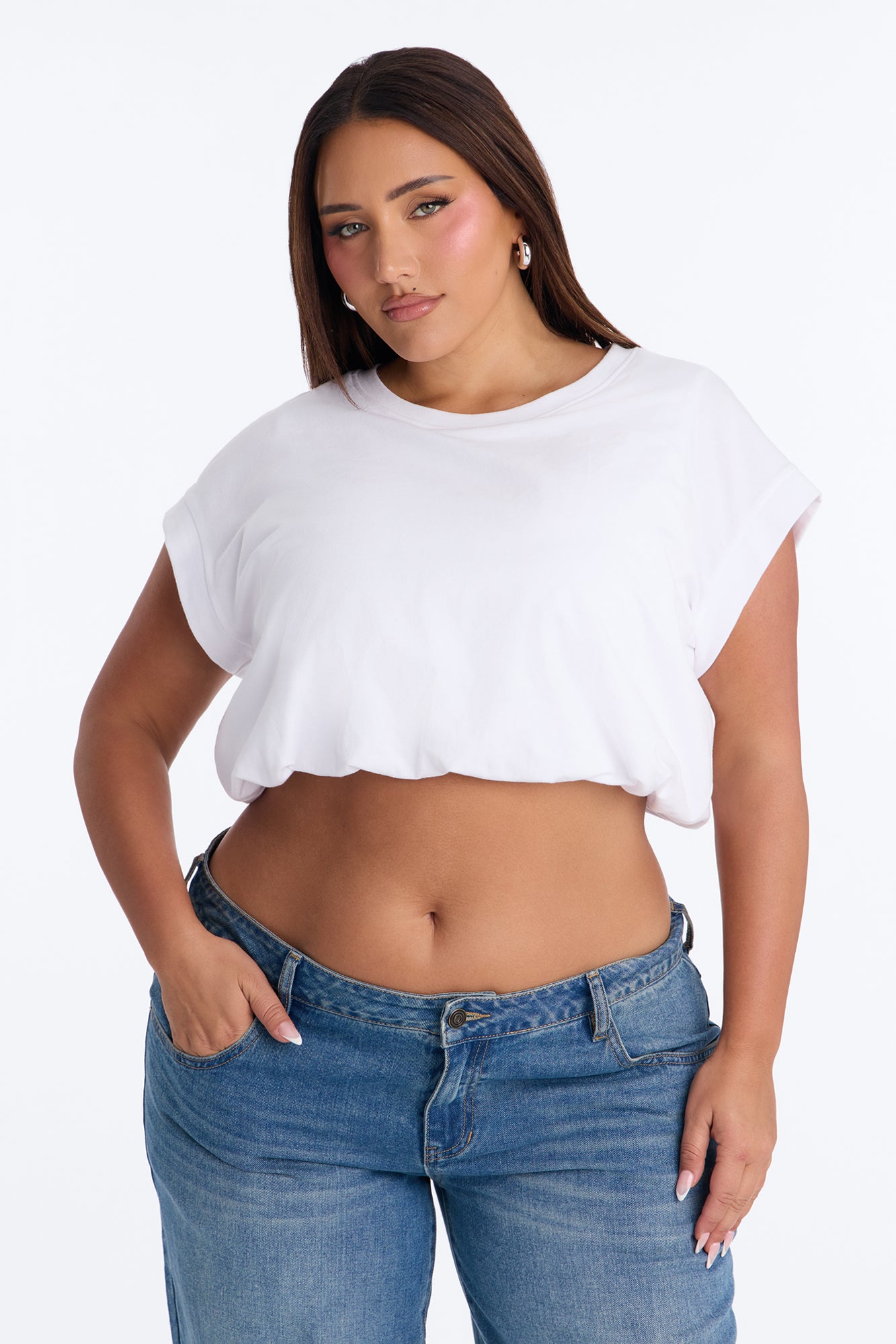 Chloe Bubble Hem Tee - White