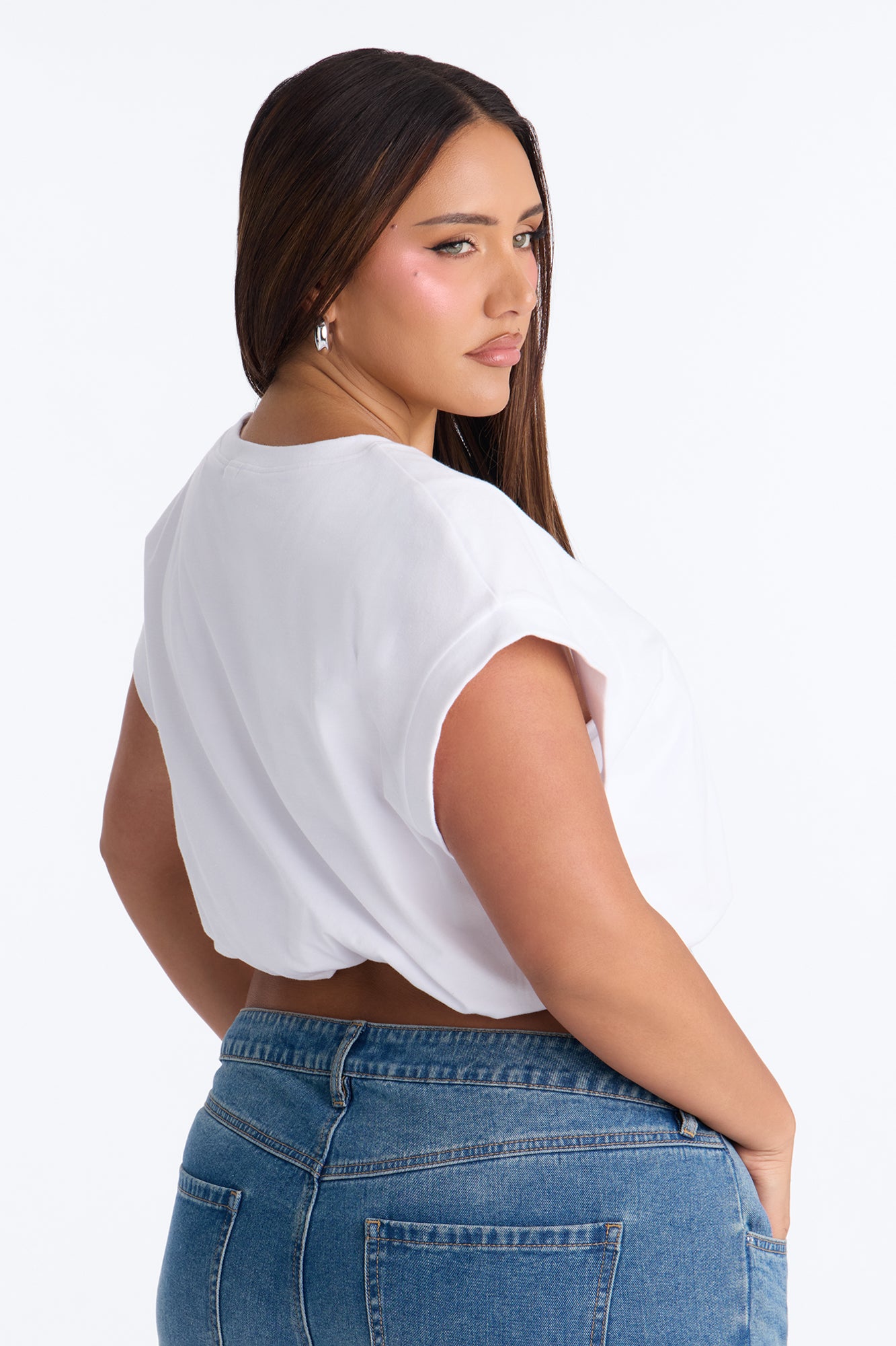 Chloe Bubble Hem Tee - White