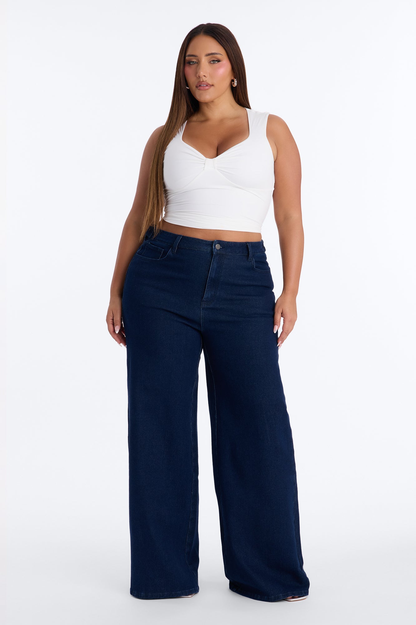 Out Of Sight Wide Leg Jeans - Dark Wash