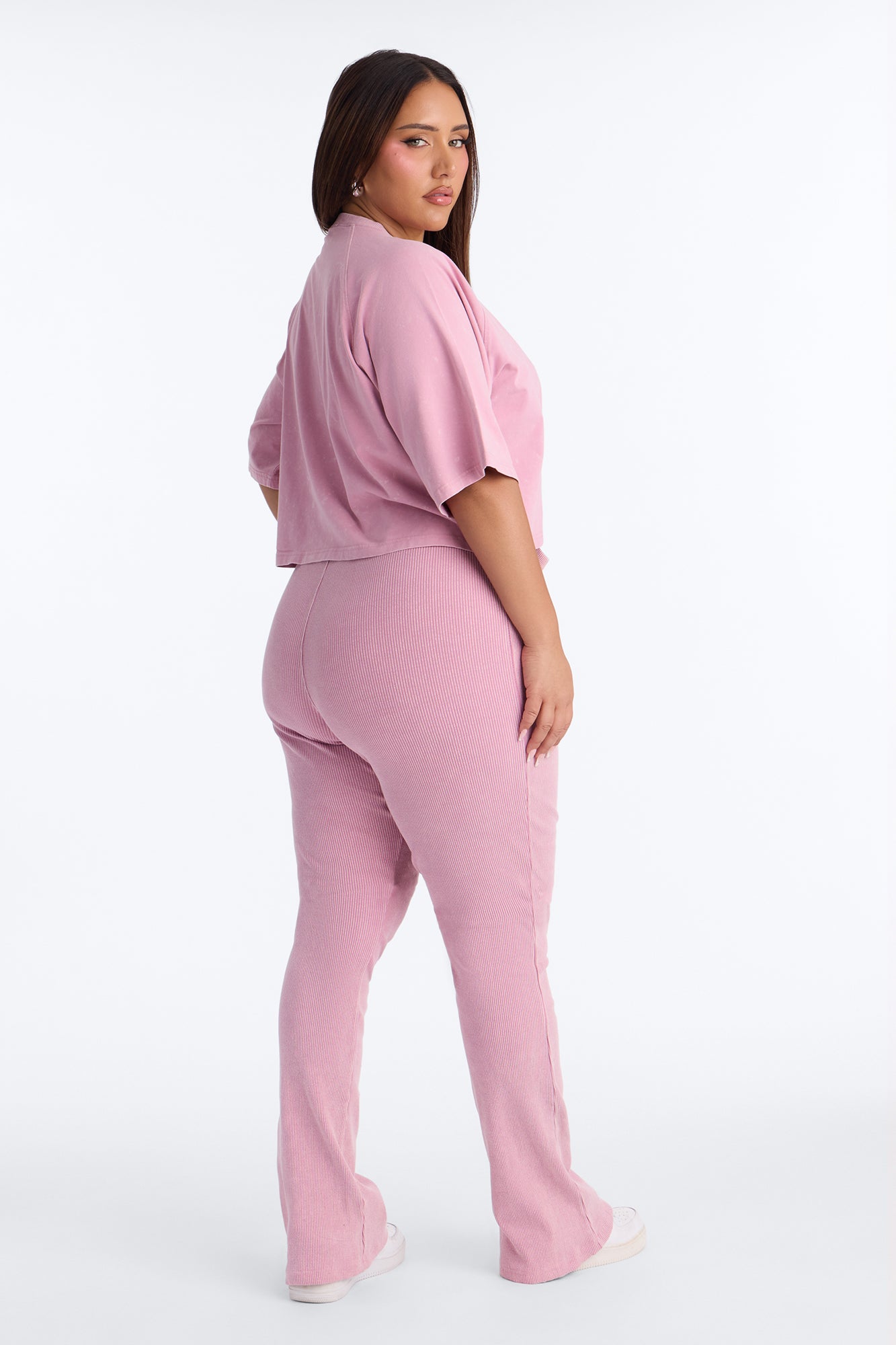 In New York Ribbed Legging Set - Pink