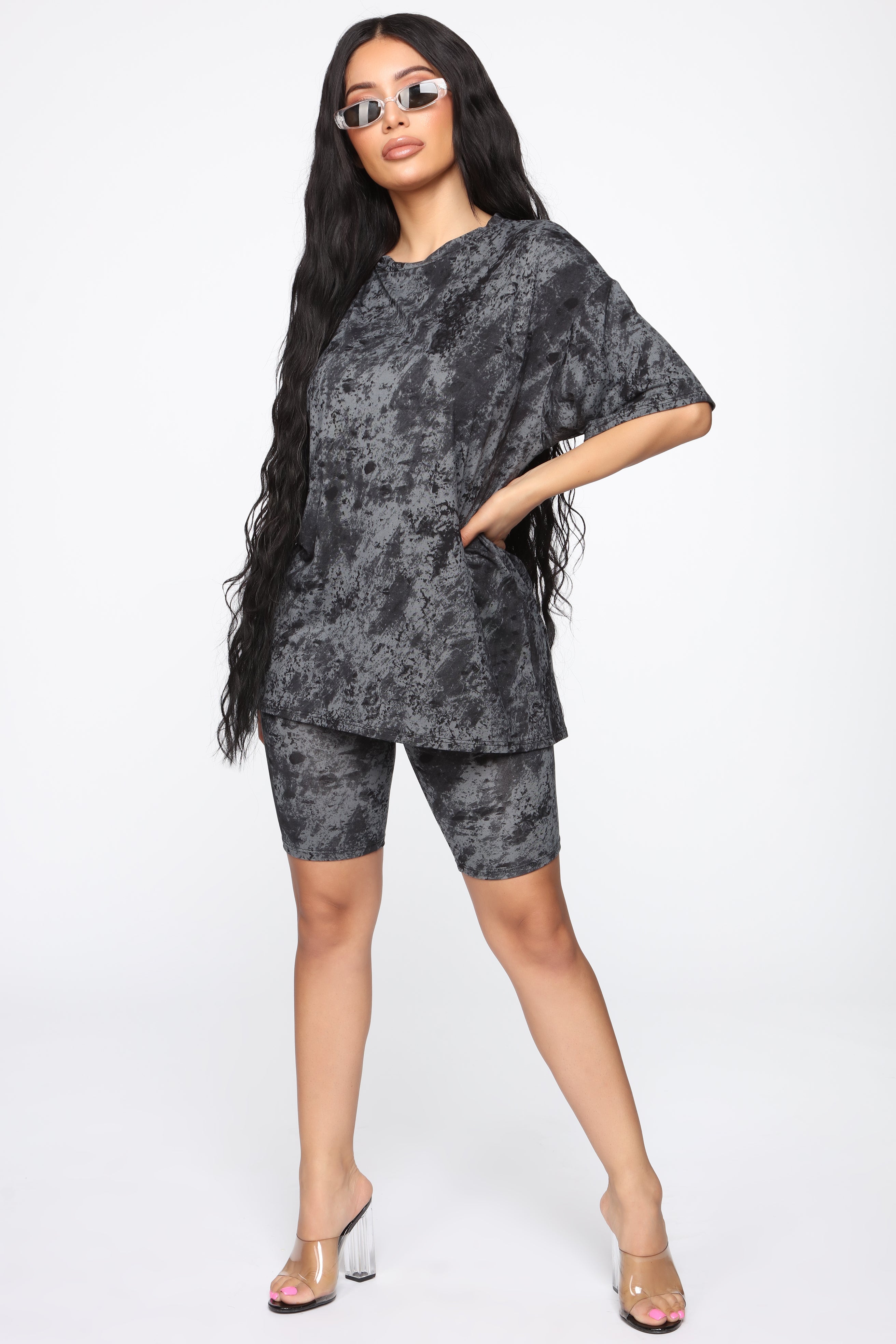Chelsea Biker Short Set - Black