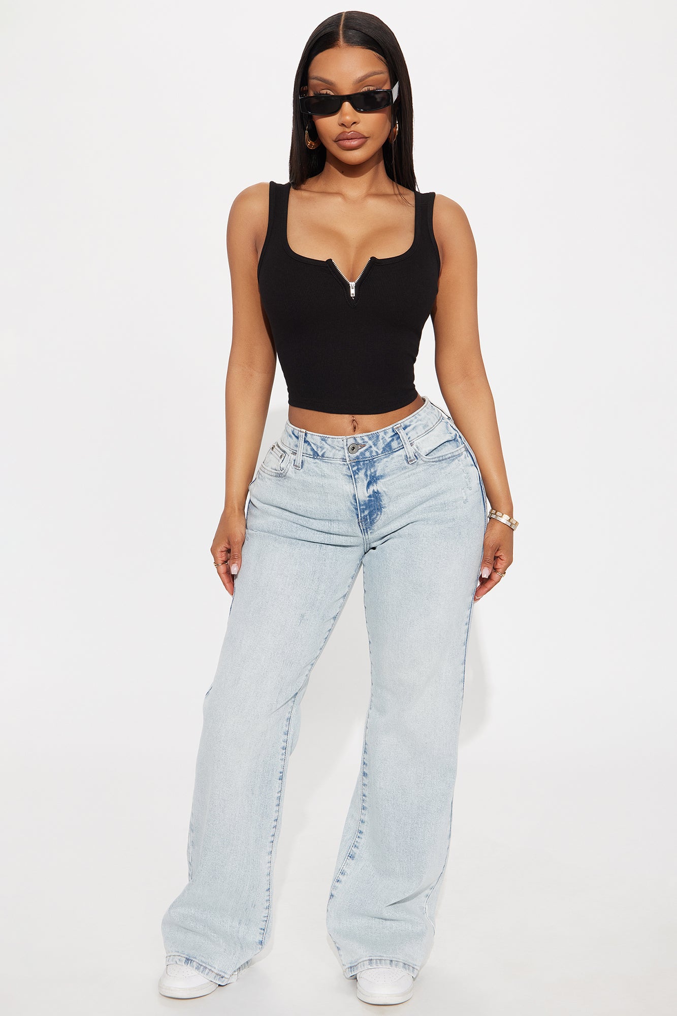 Arielle Cropped Tank Top - Black