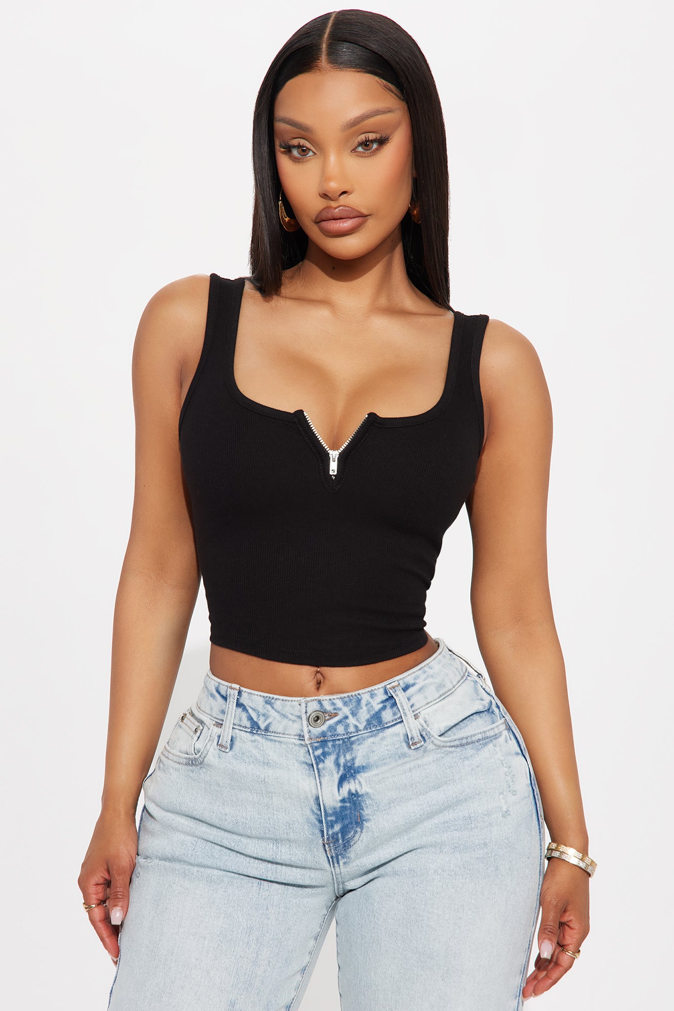 Arielle Cropped Tank Top - Black