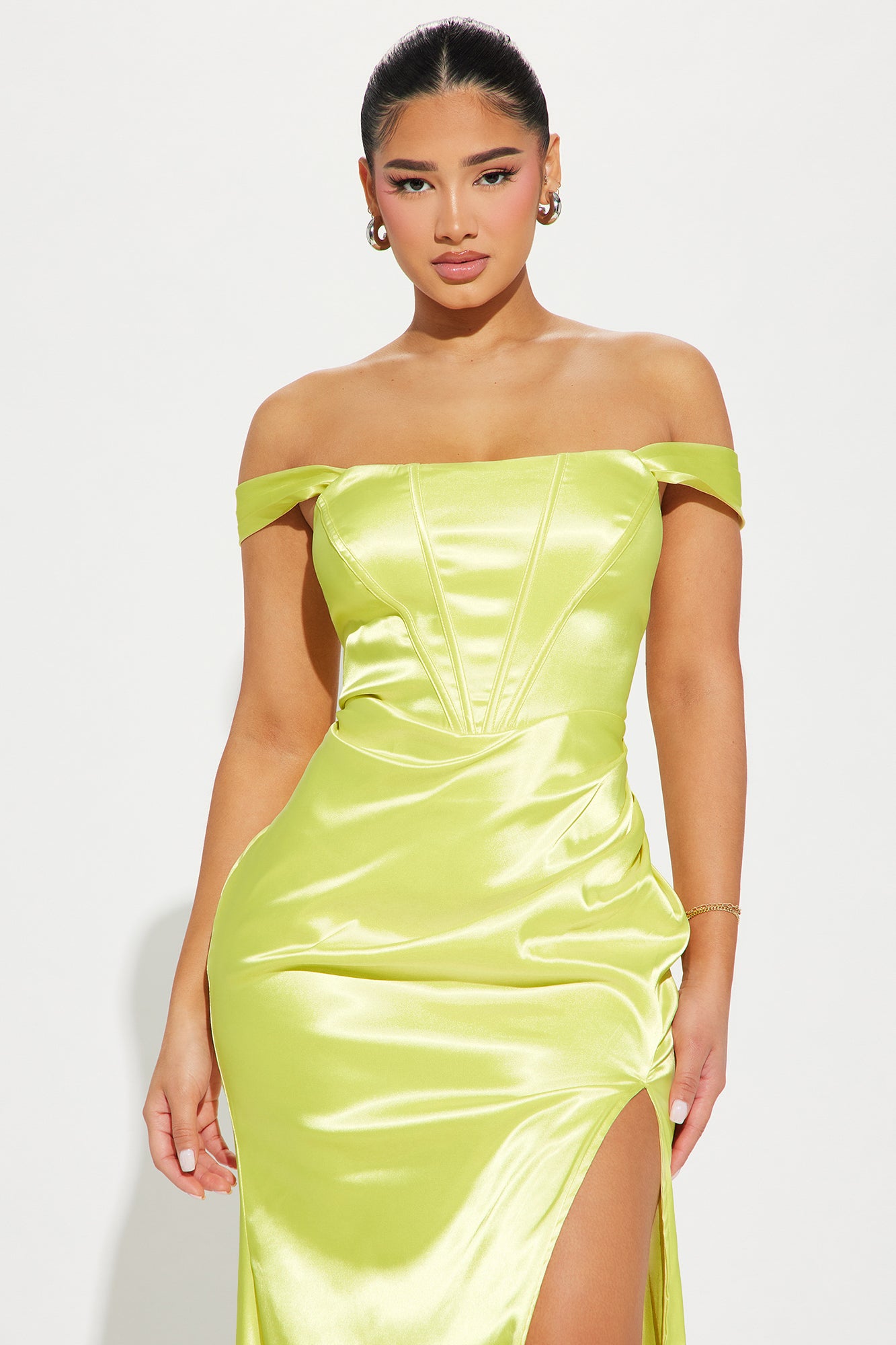 Satin Soiree Gown - Yellow
