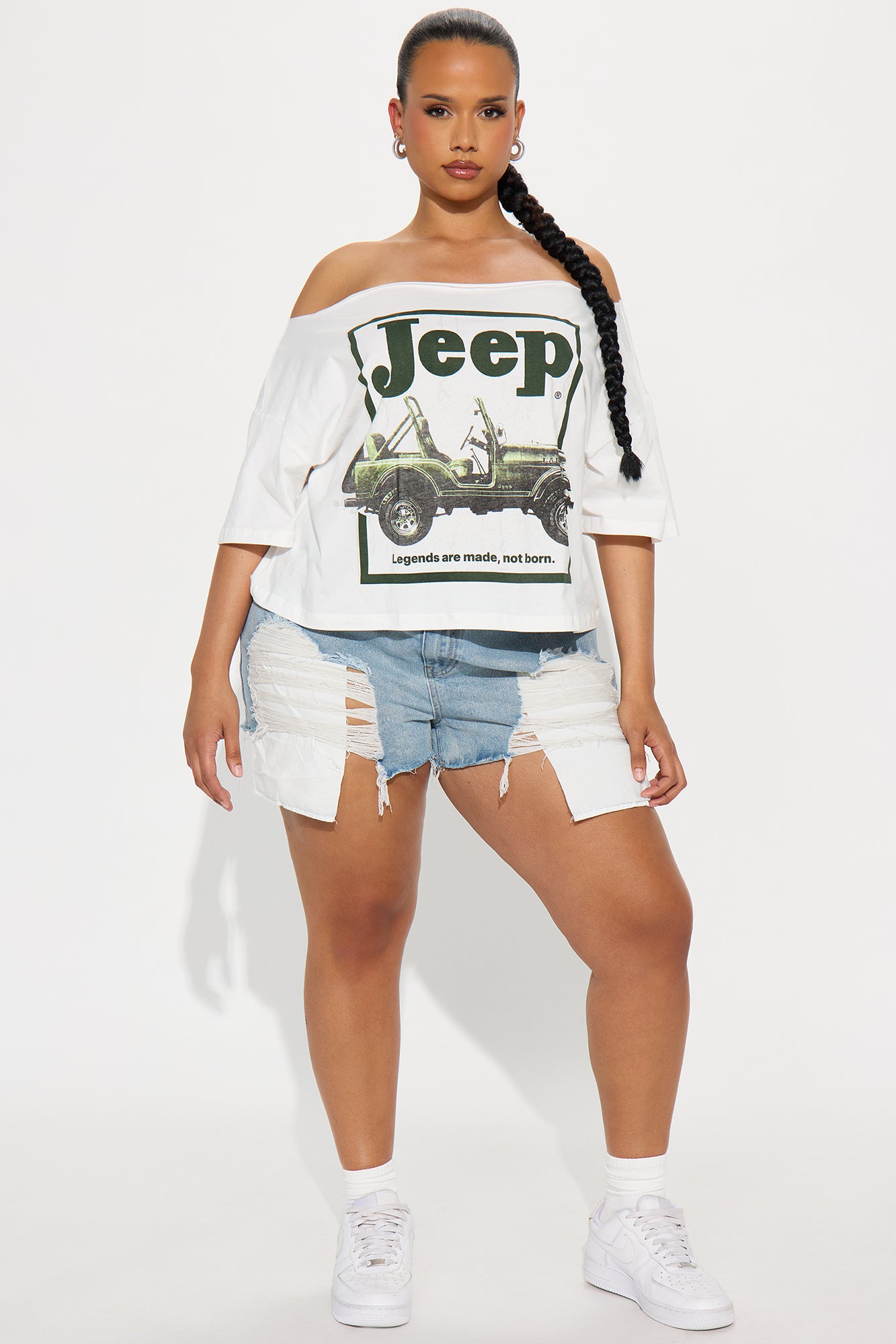 Jeep Off Shoulder Top - White