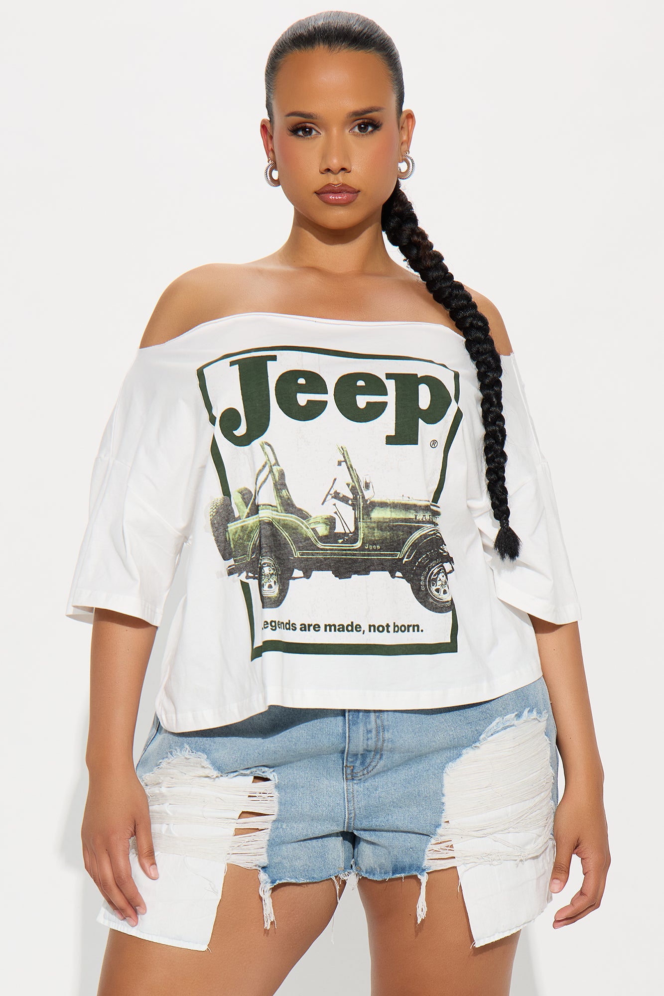Jeep Off Shoulder Top - White