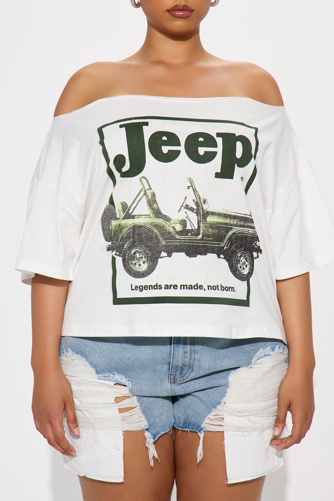 Jeep Off Shoulder Top - White