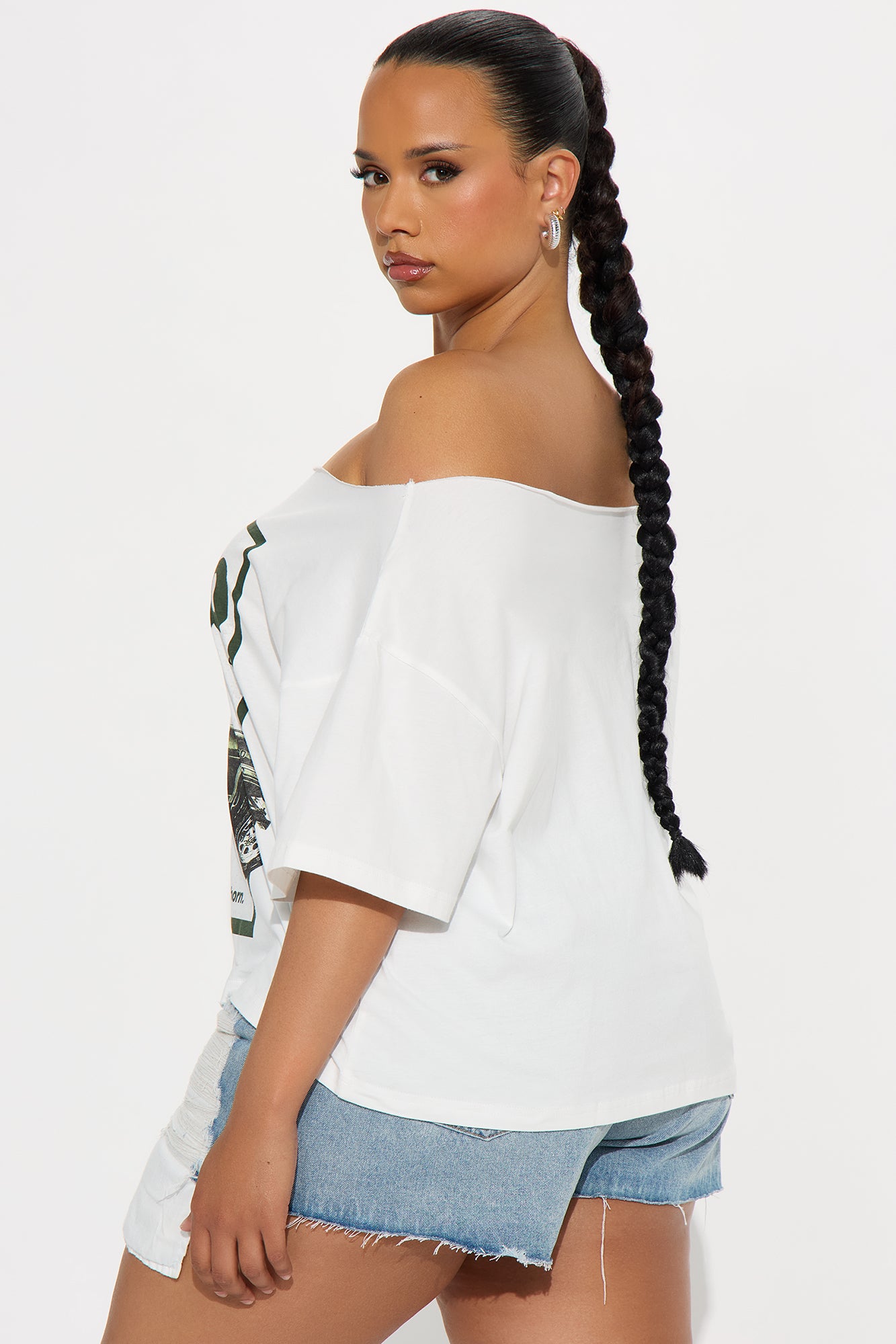 Jeep Off Shoulder Top - White
