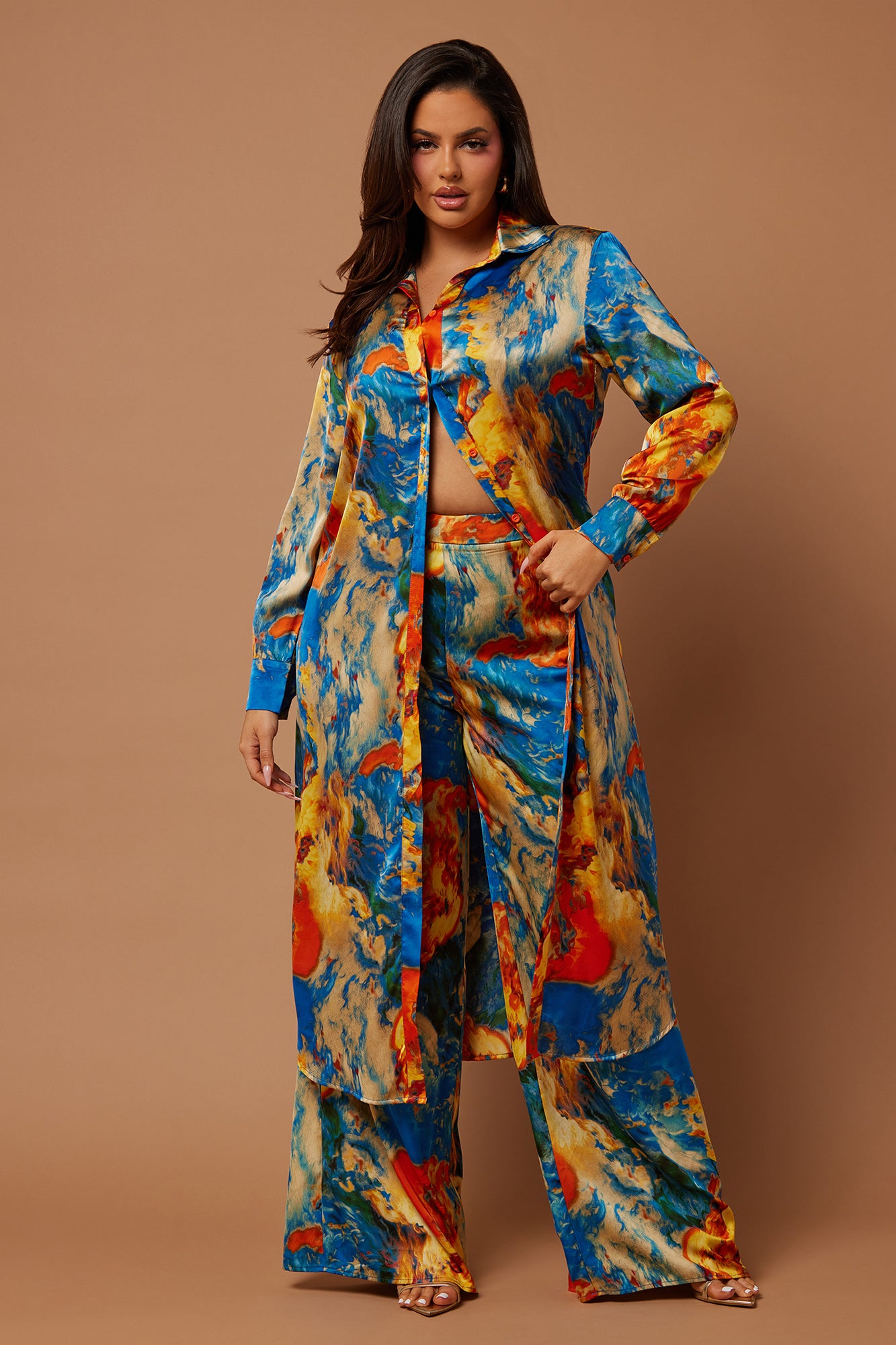 Sadie Wide Leg Pant - Royal/combo