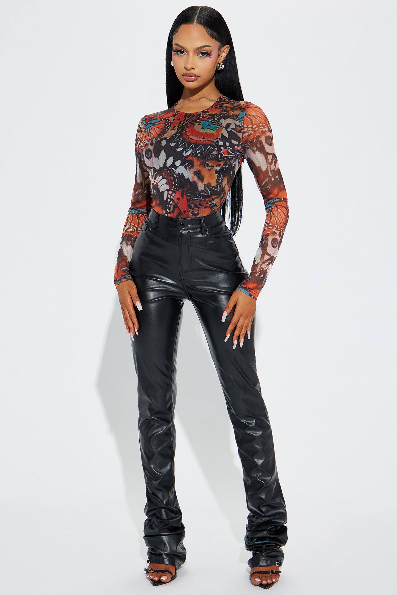 Summer Flutter Mesh Bodysuit - Orange/combo