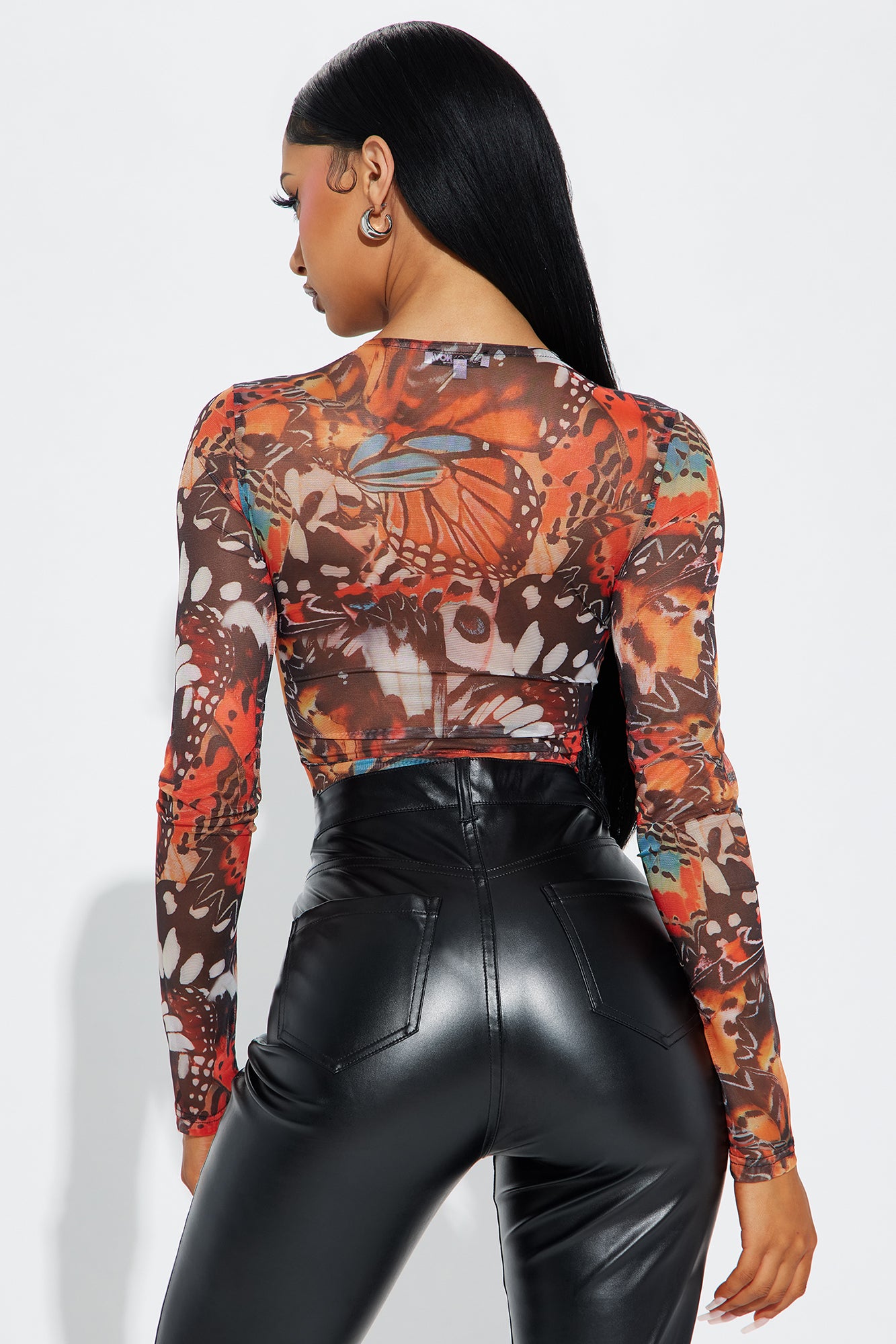 Summer Flutter Mesh Bodysuit - Orange/combo