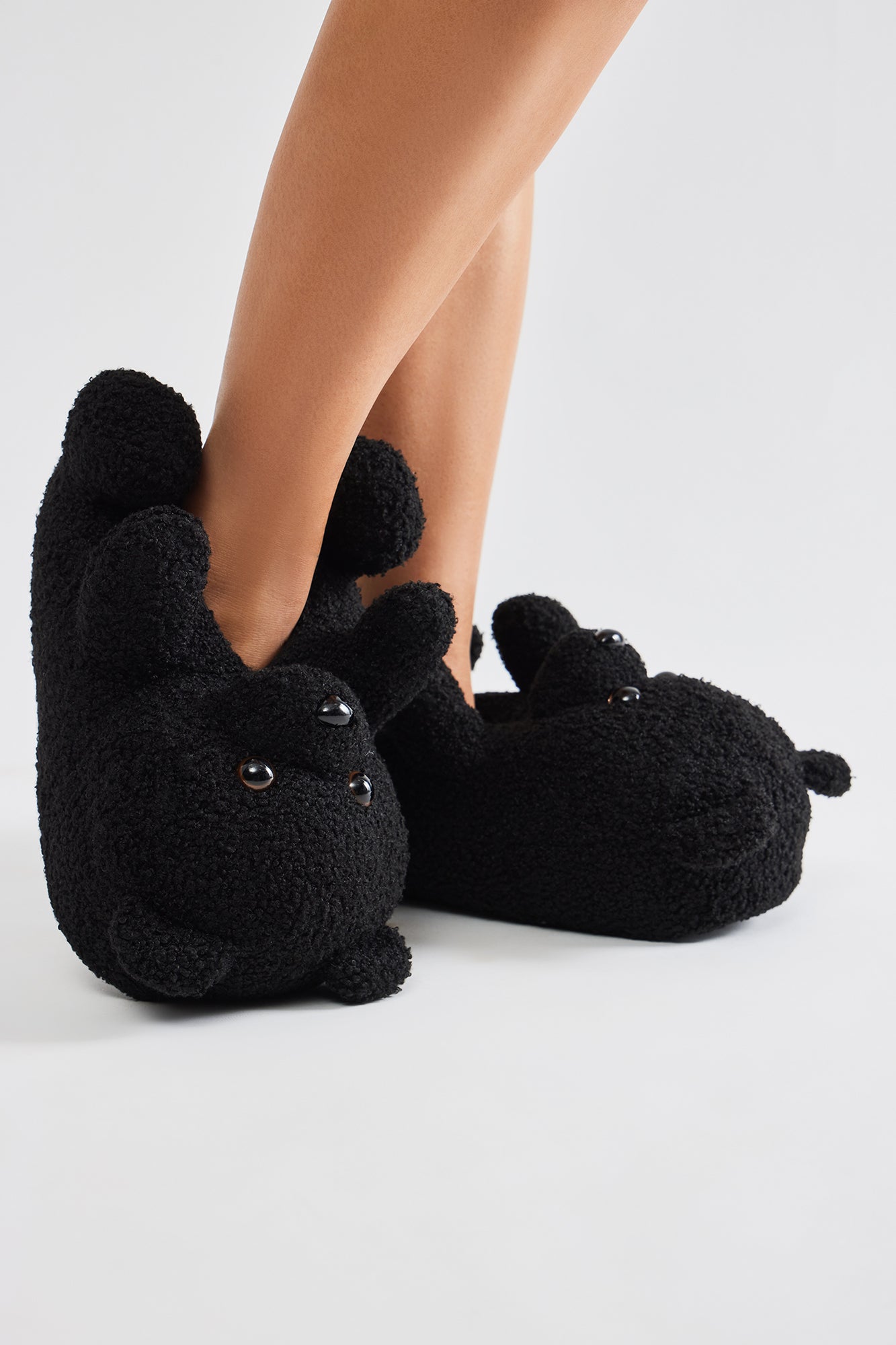 Beary Cute Sherpa Slippers - Black