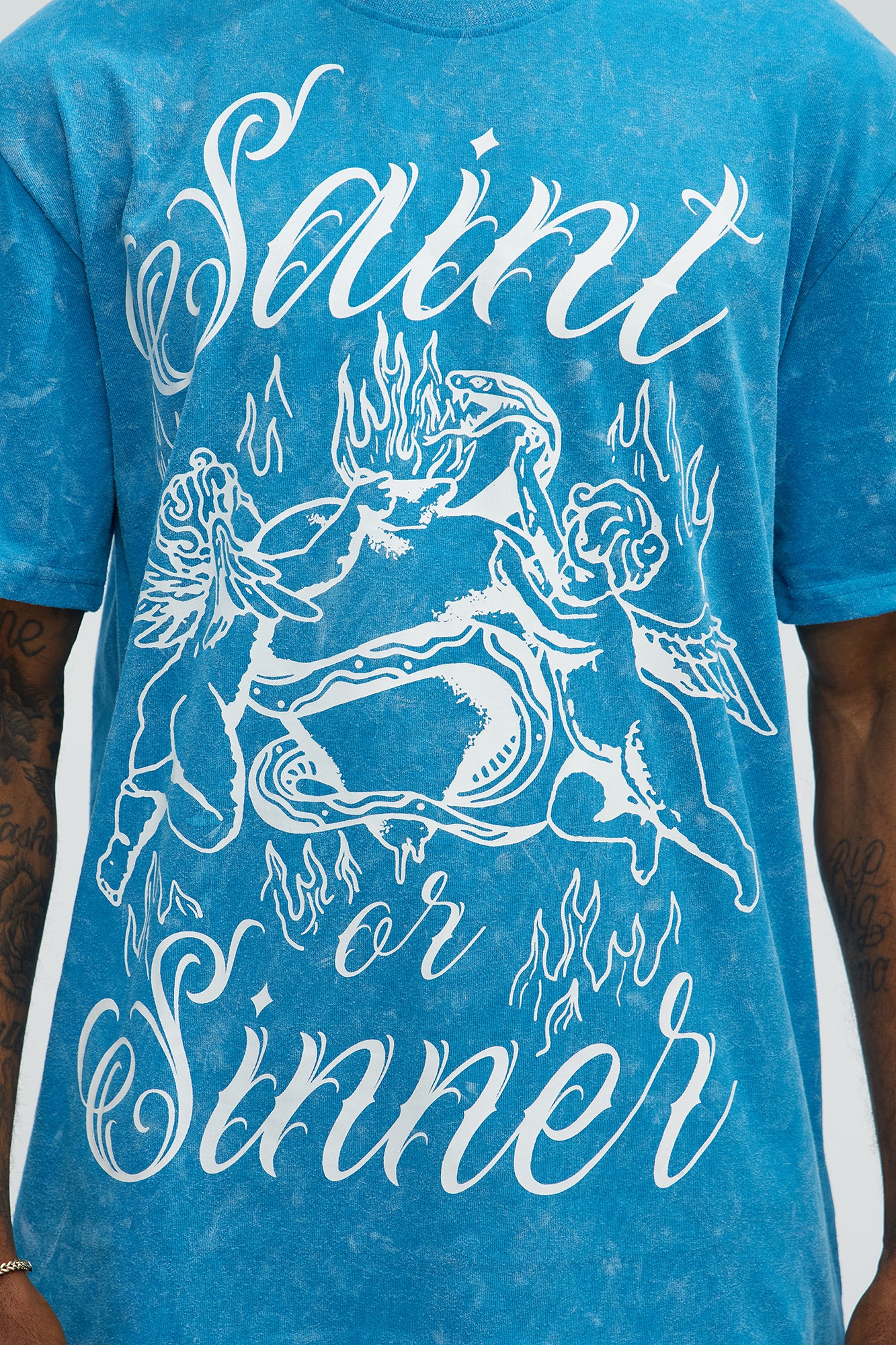 Saint Sinner Oversized Short Sleeve Tee - Light Blue