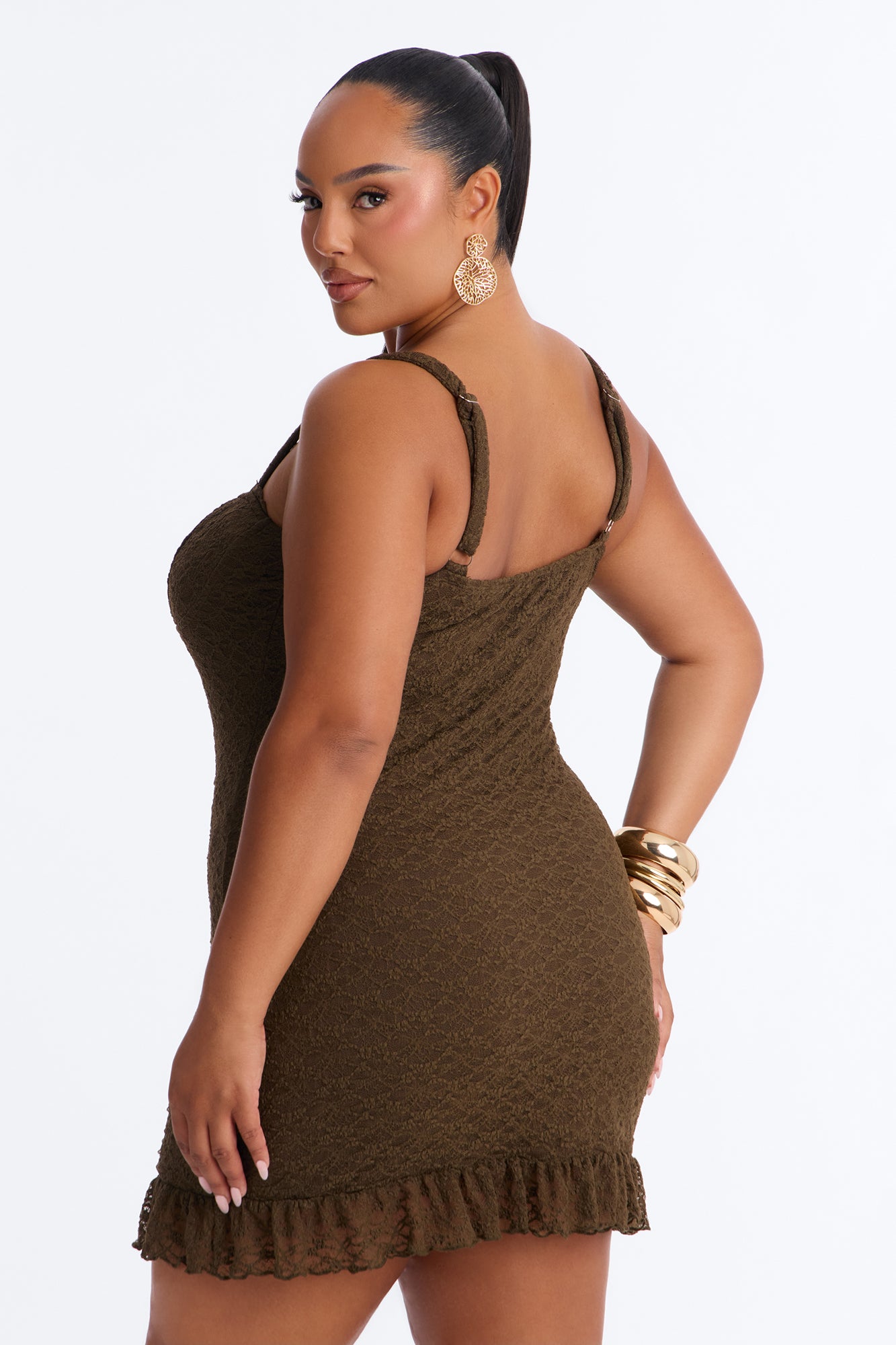 Cleo Lace Micro Mini Dress - Chocolate