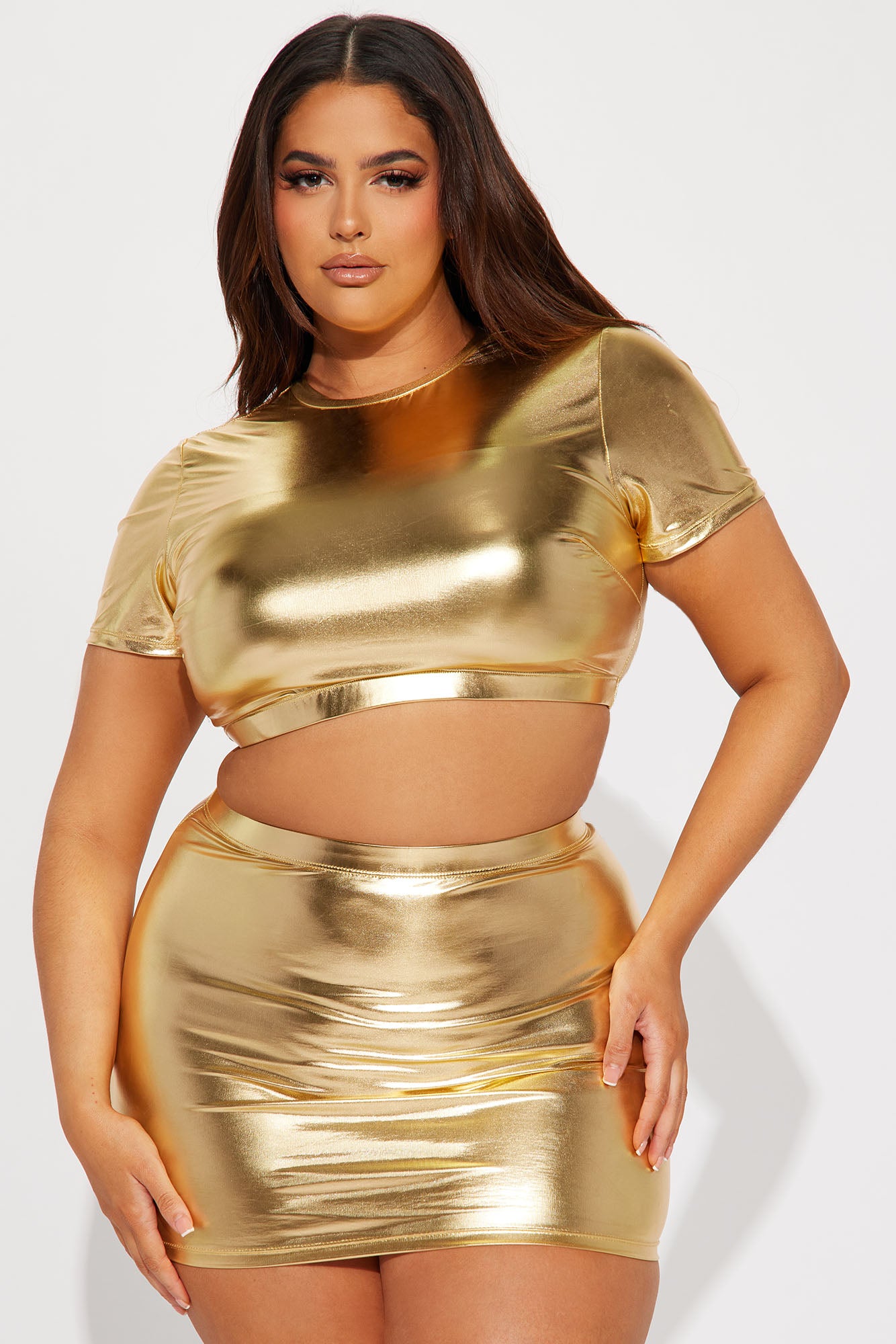 Maui Mix And Match Metallic Swim Skirt Bikini Bottom - Gold