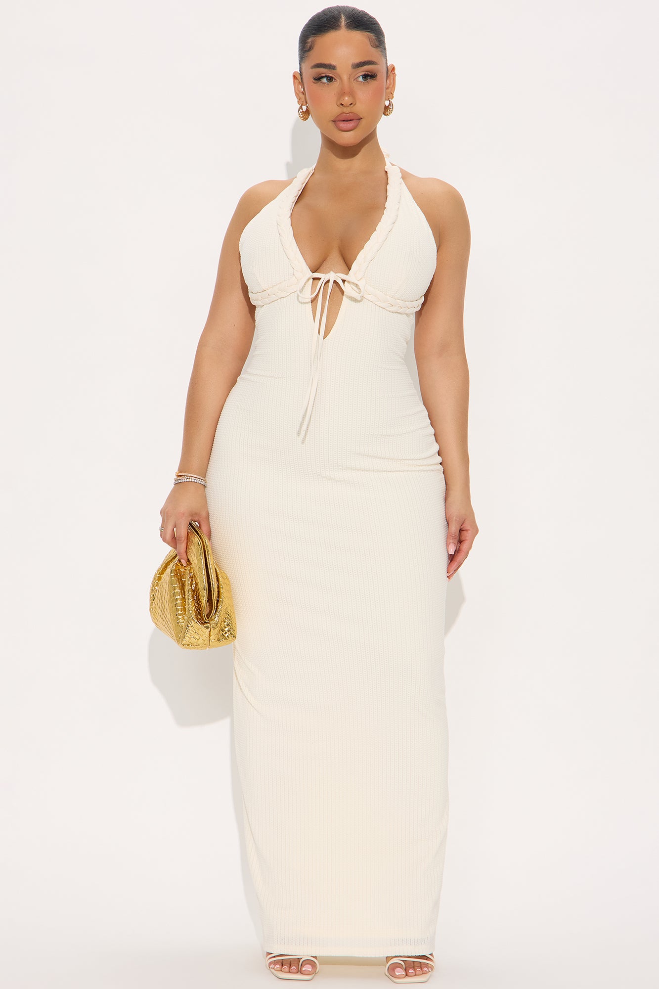 Take Me Back Textured Maxi Dress - Cream
