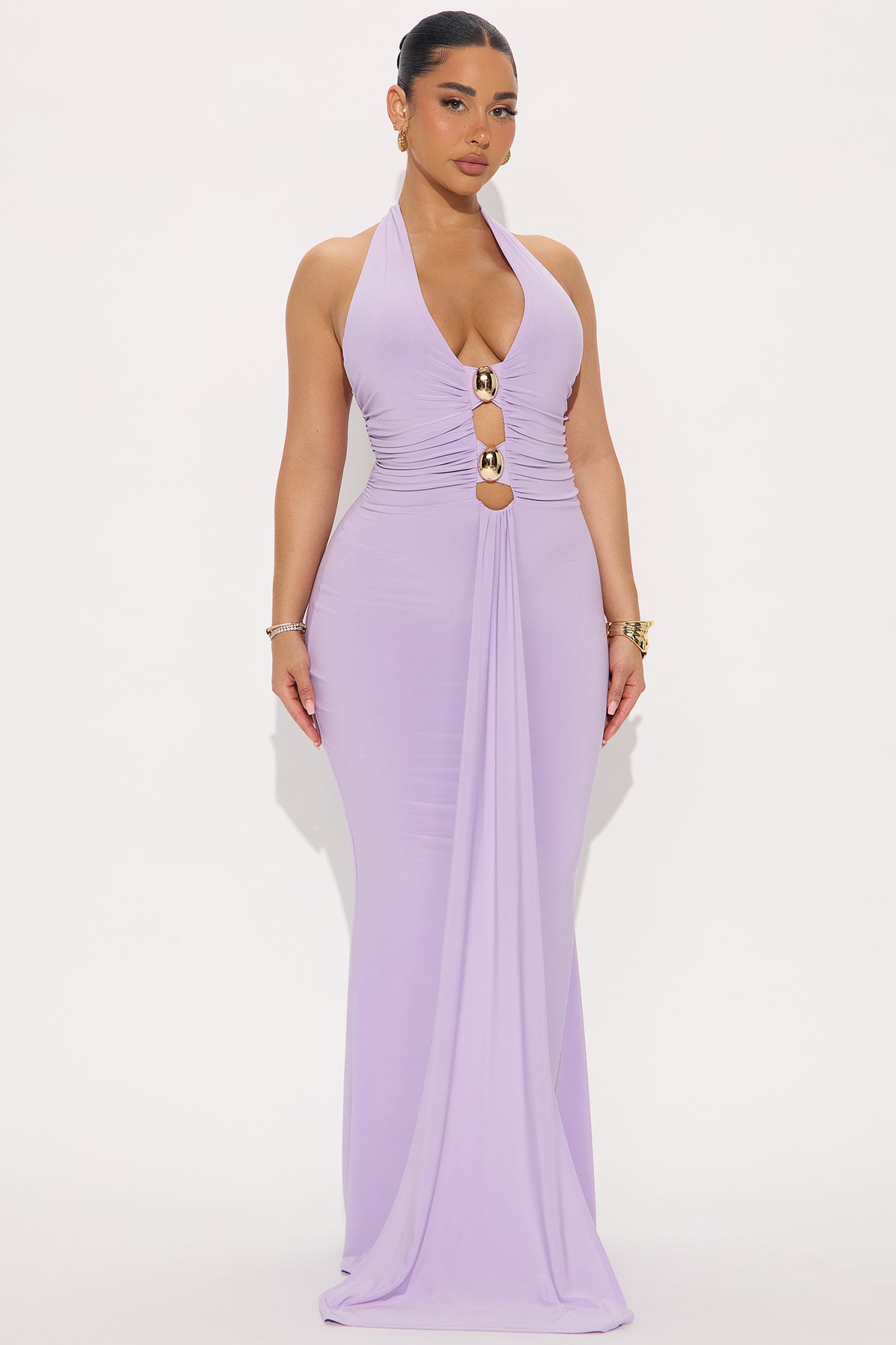 Alaia Draped Halter Maxi Dress - Lilac