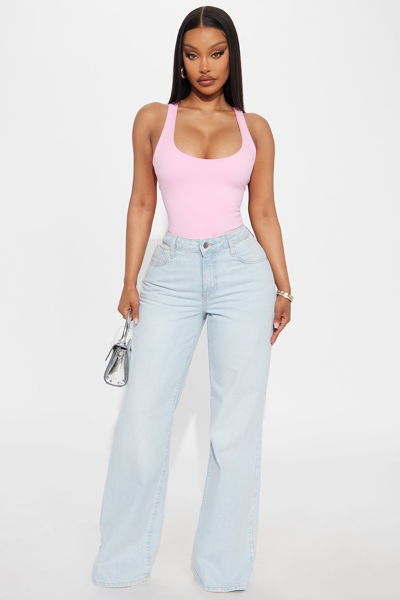 Sarafiena Double Lined Scoop Neck Bodysuit - Pink