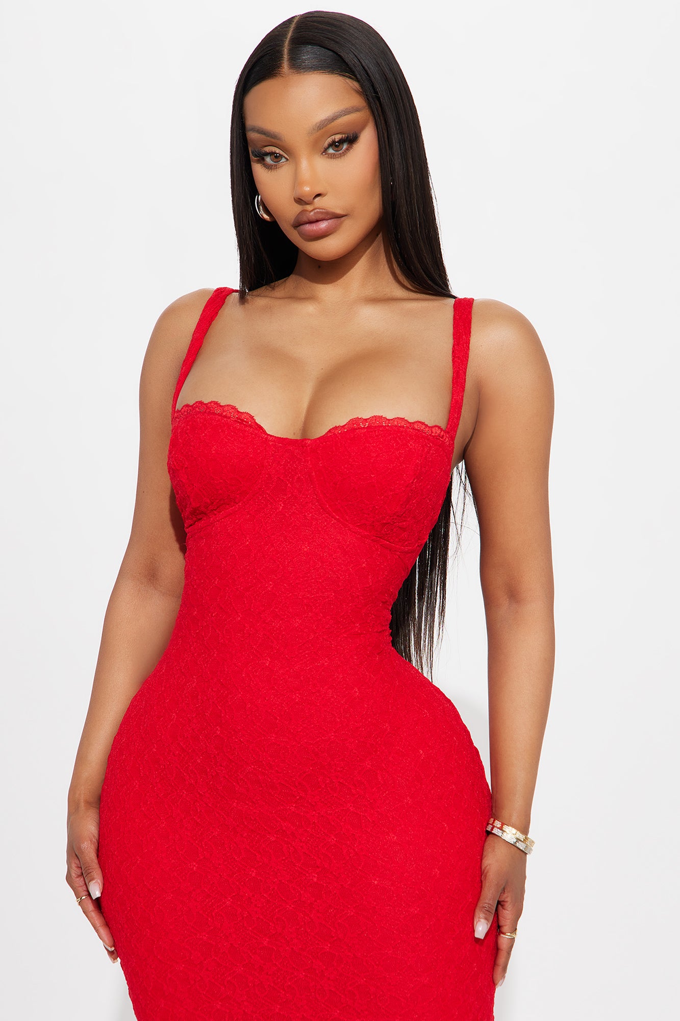 Cleo Lace Maxi Dress - Red