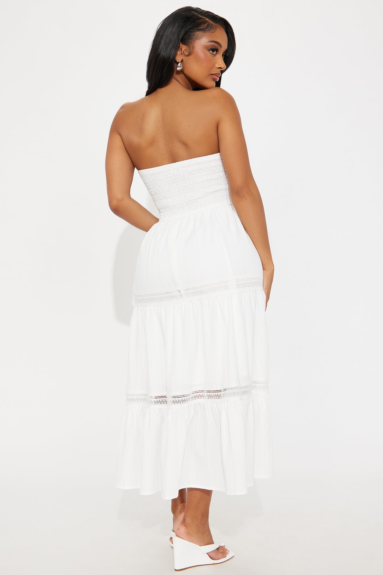 Tasmin Strapless Midi Dress - White