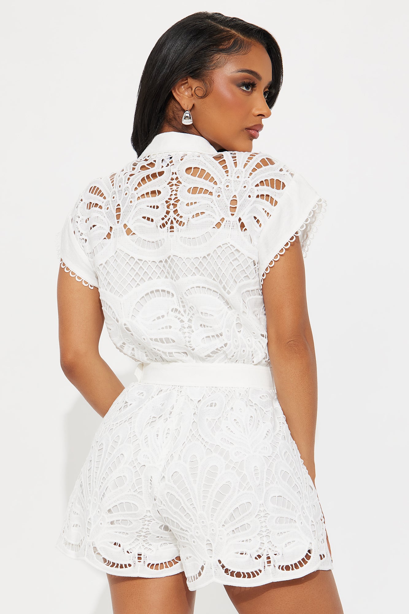 Nadine Lace Romper - White