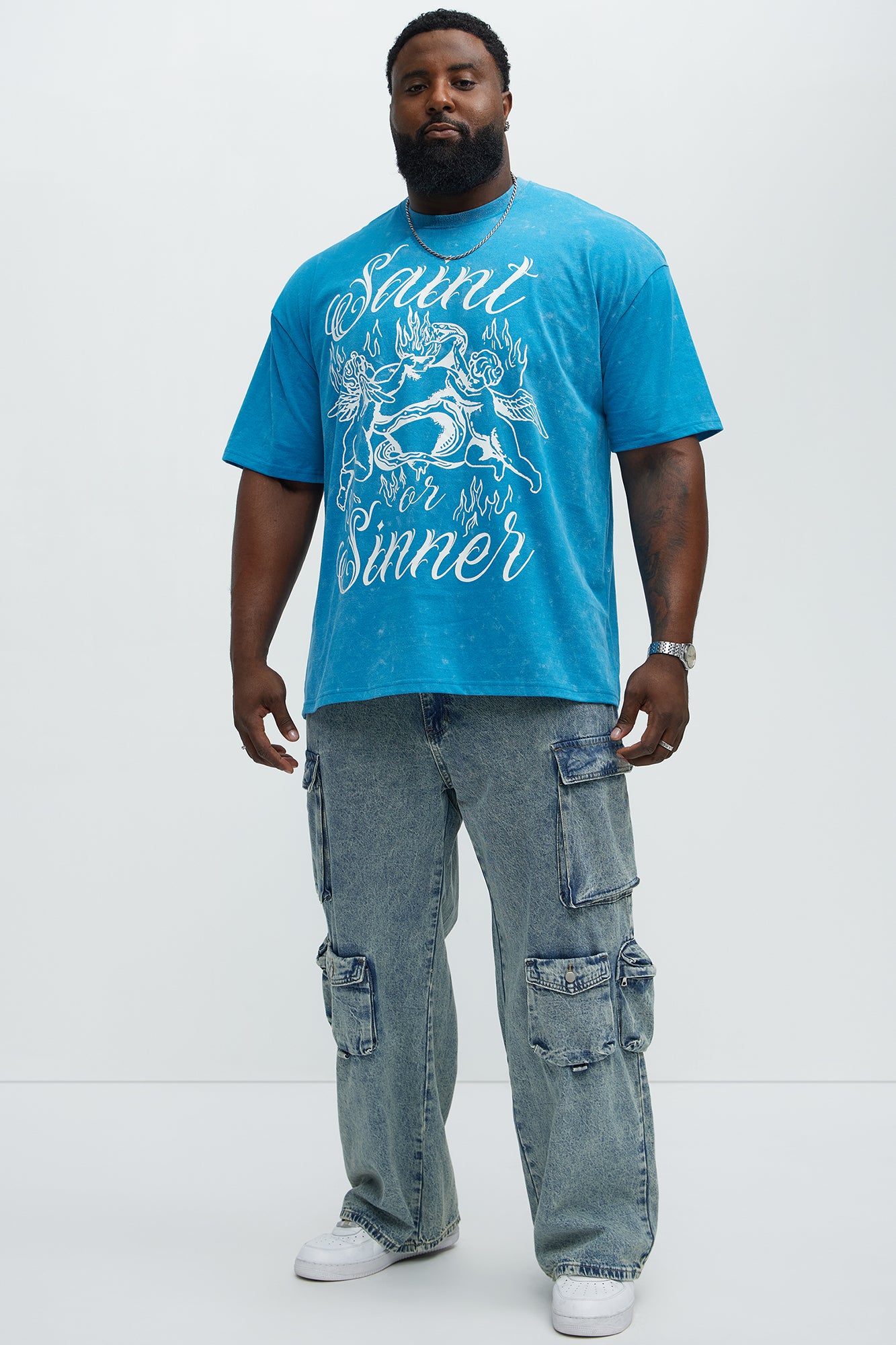 Saint Sinner Oversized Short Sleeve Tee - Light Blue