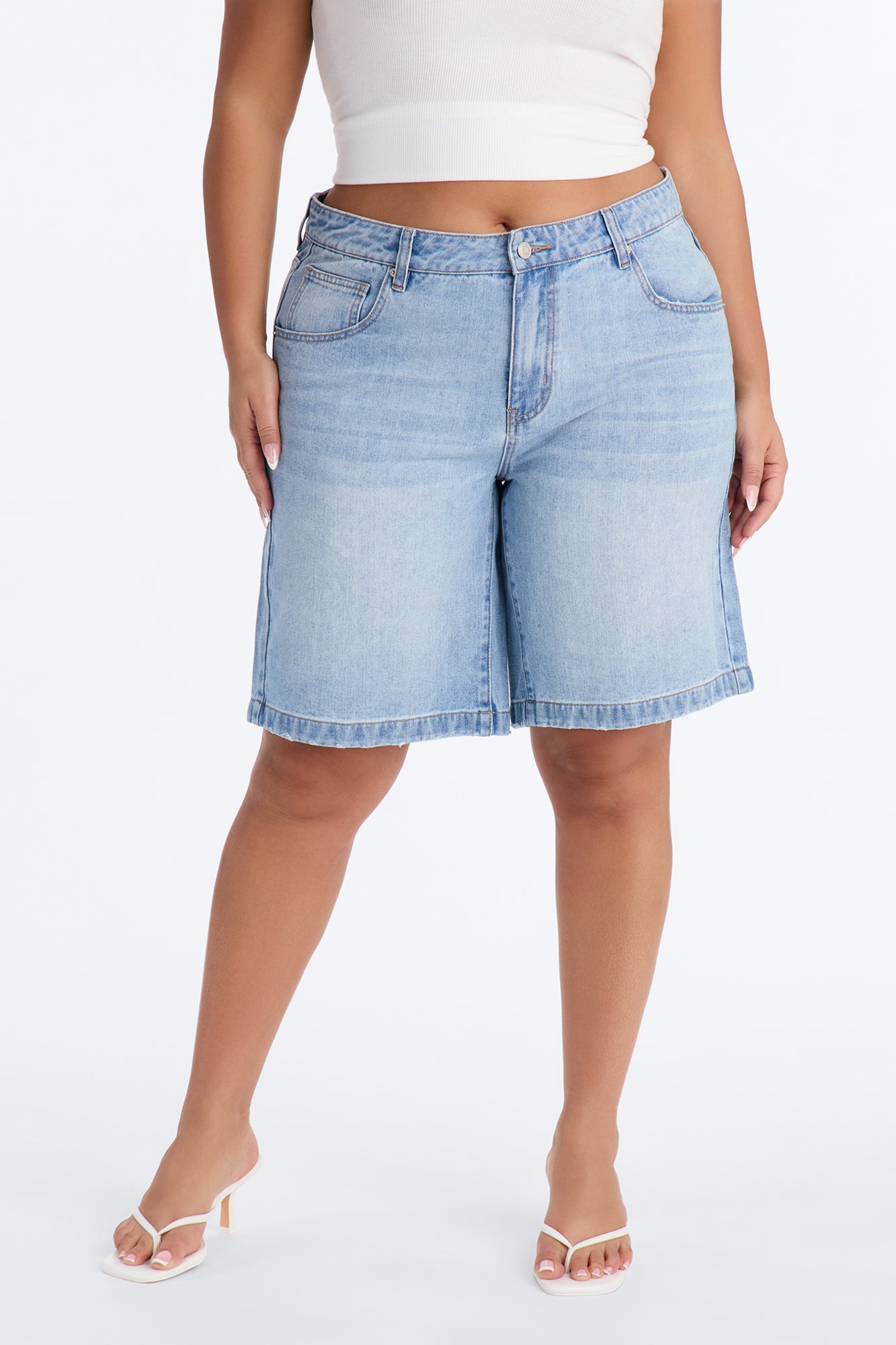 In Sequence Super Soft Denim Jorts - Light Wash