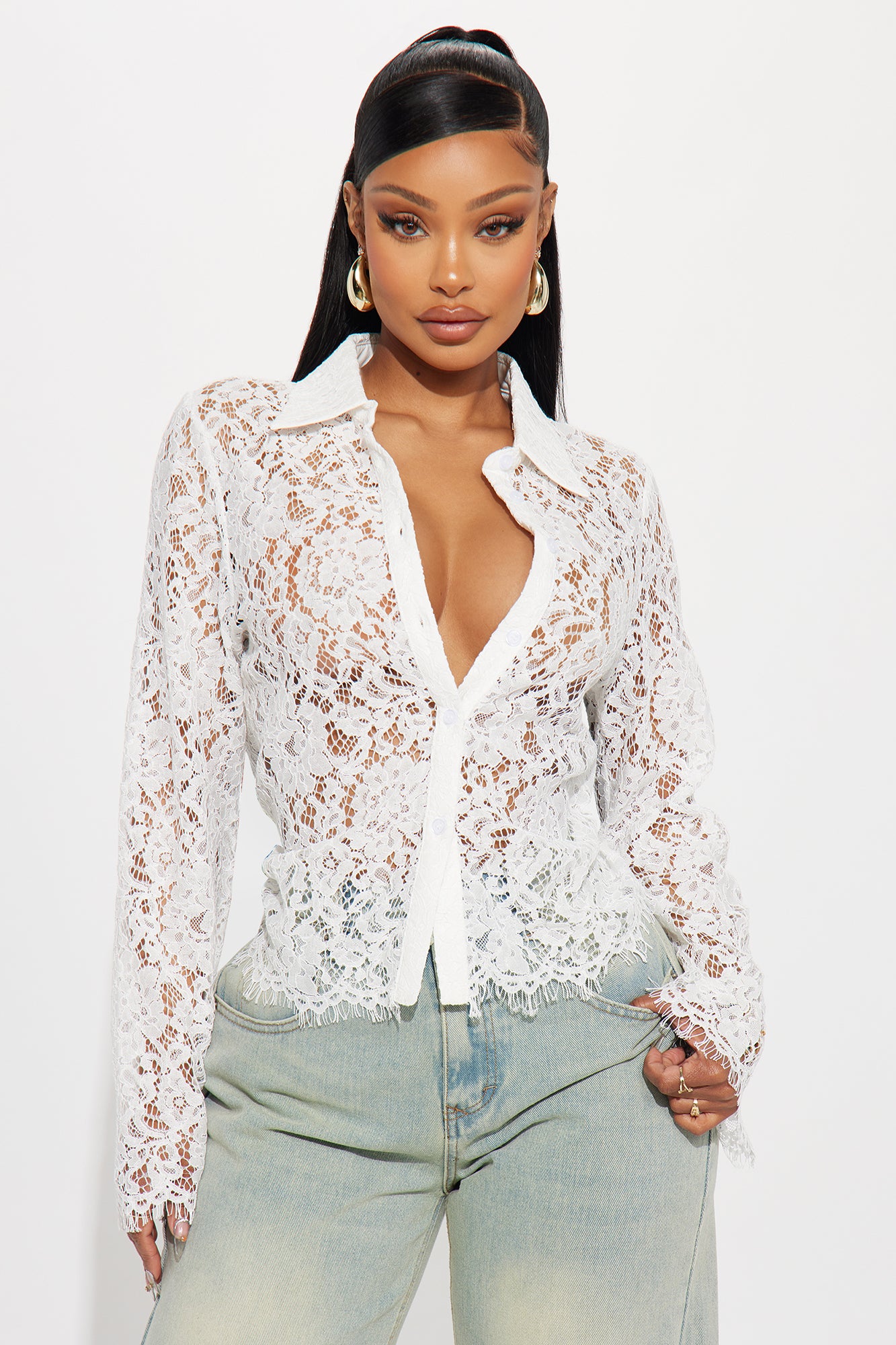 Love Letters Lace Shirt - White