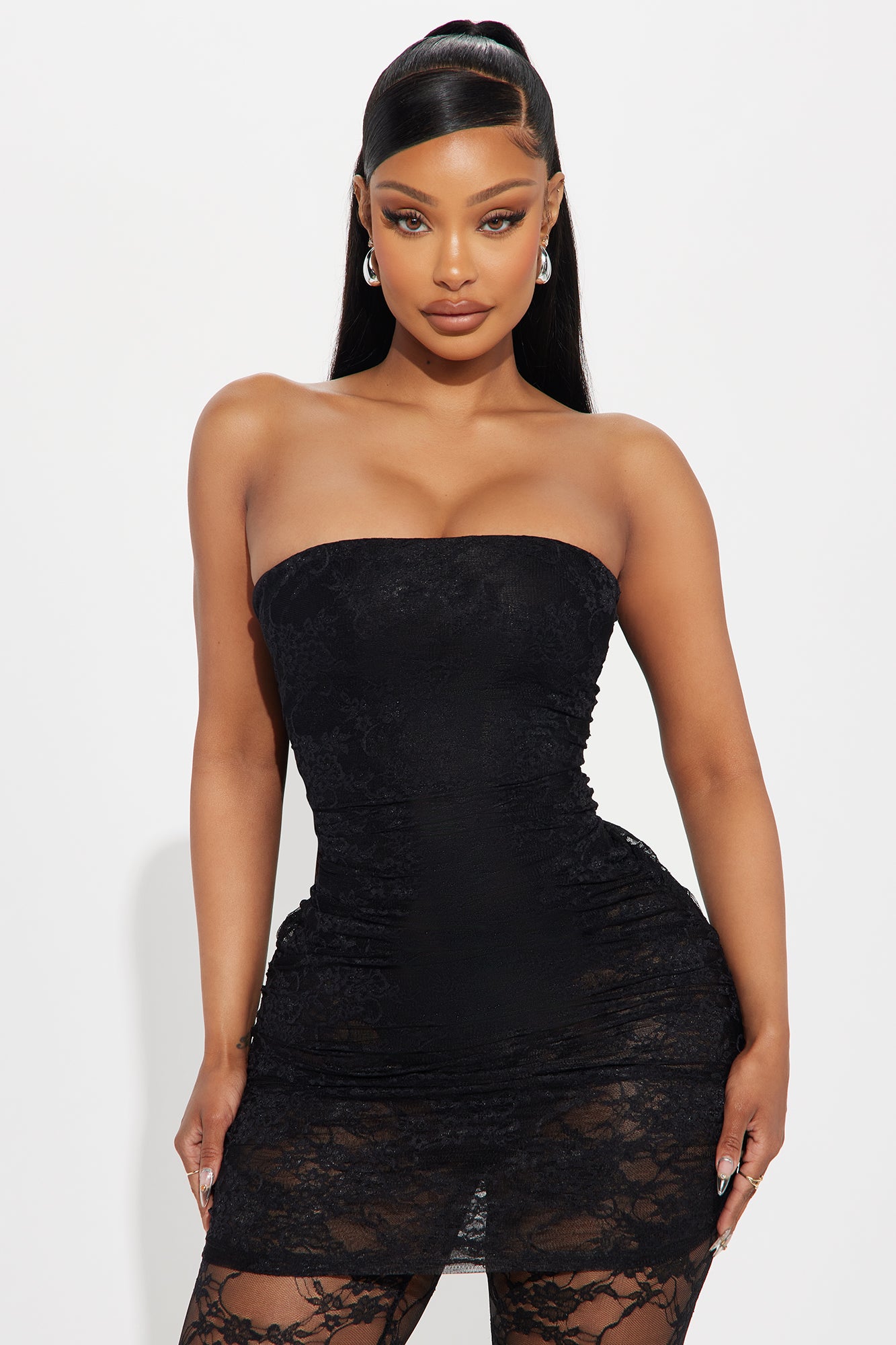 In your Feels Ruched Lace Jumpsuit - Black