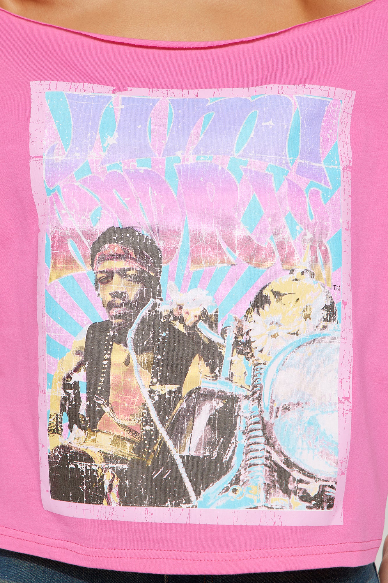 Jimi Hendrix Off Shoulder Top - Pink