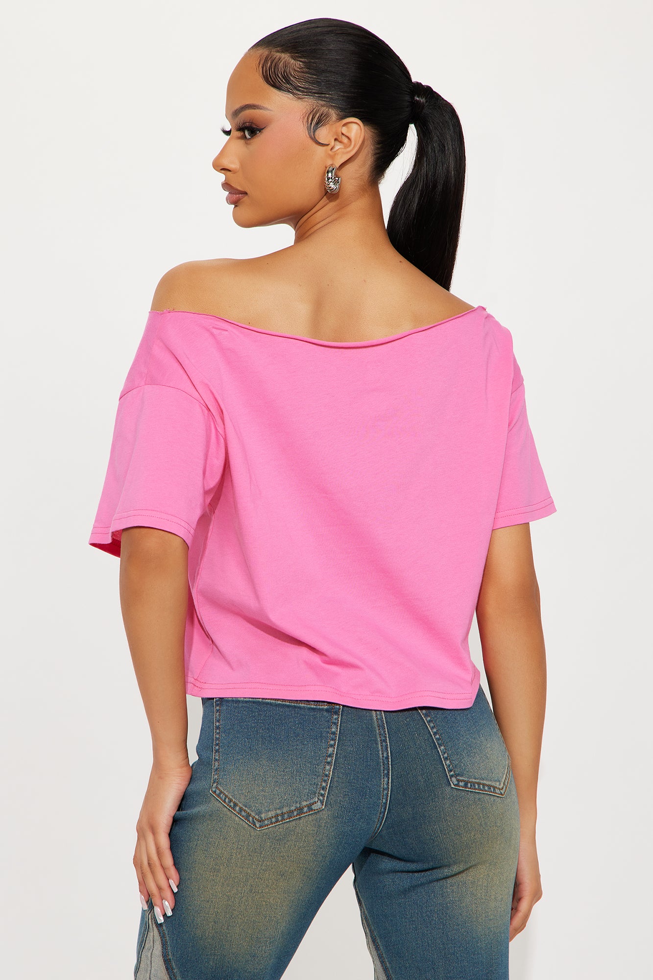 Jimi Hendrix Off Shoulder Top - Pink