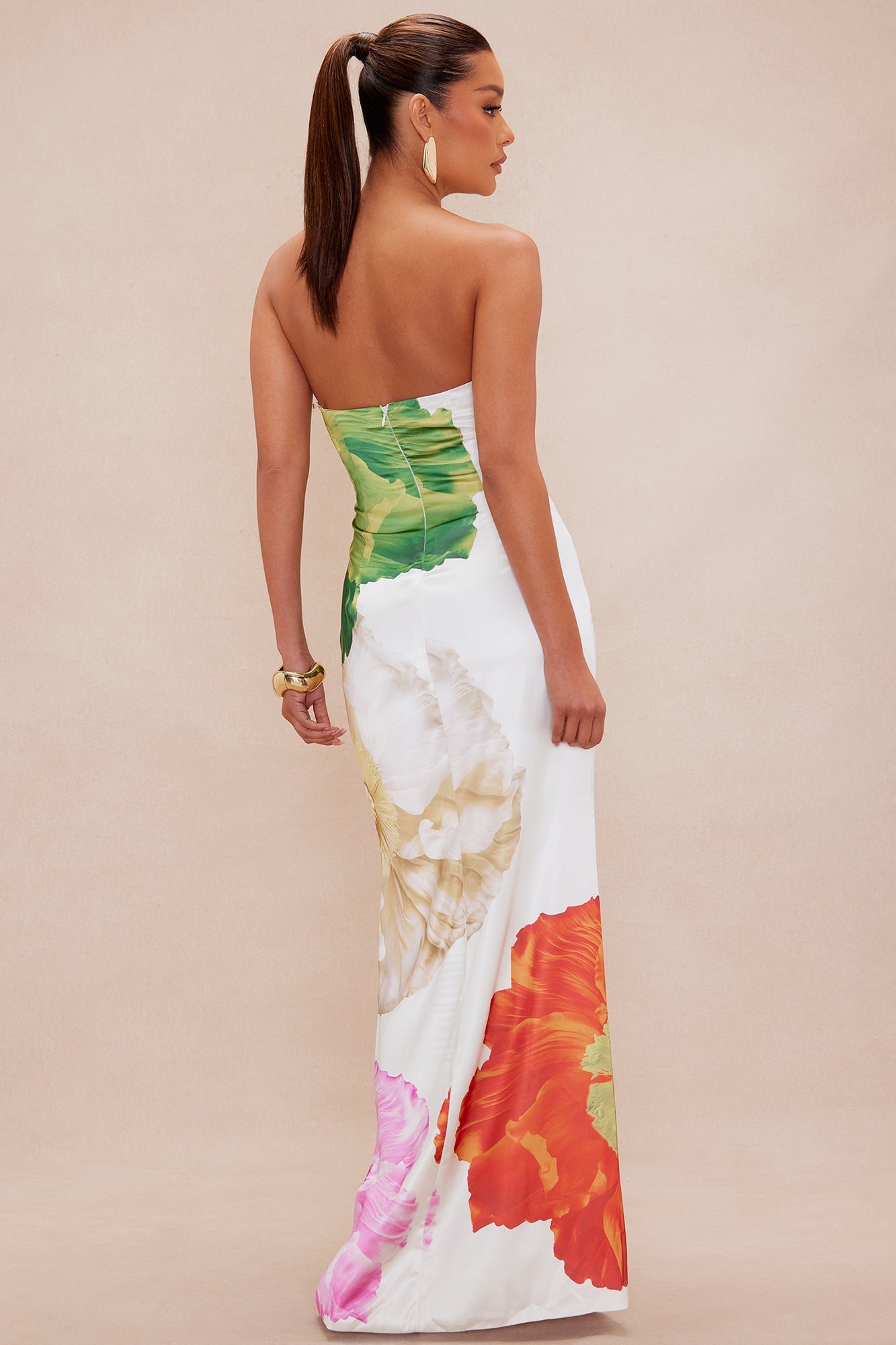 Alana Satin Maxi Dress - White/combo
