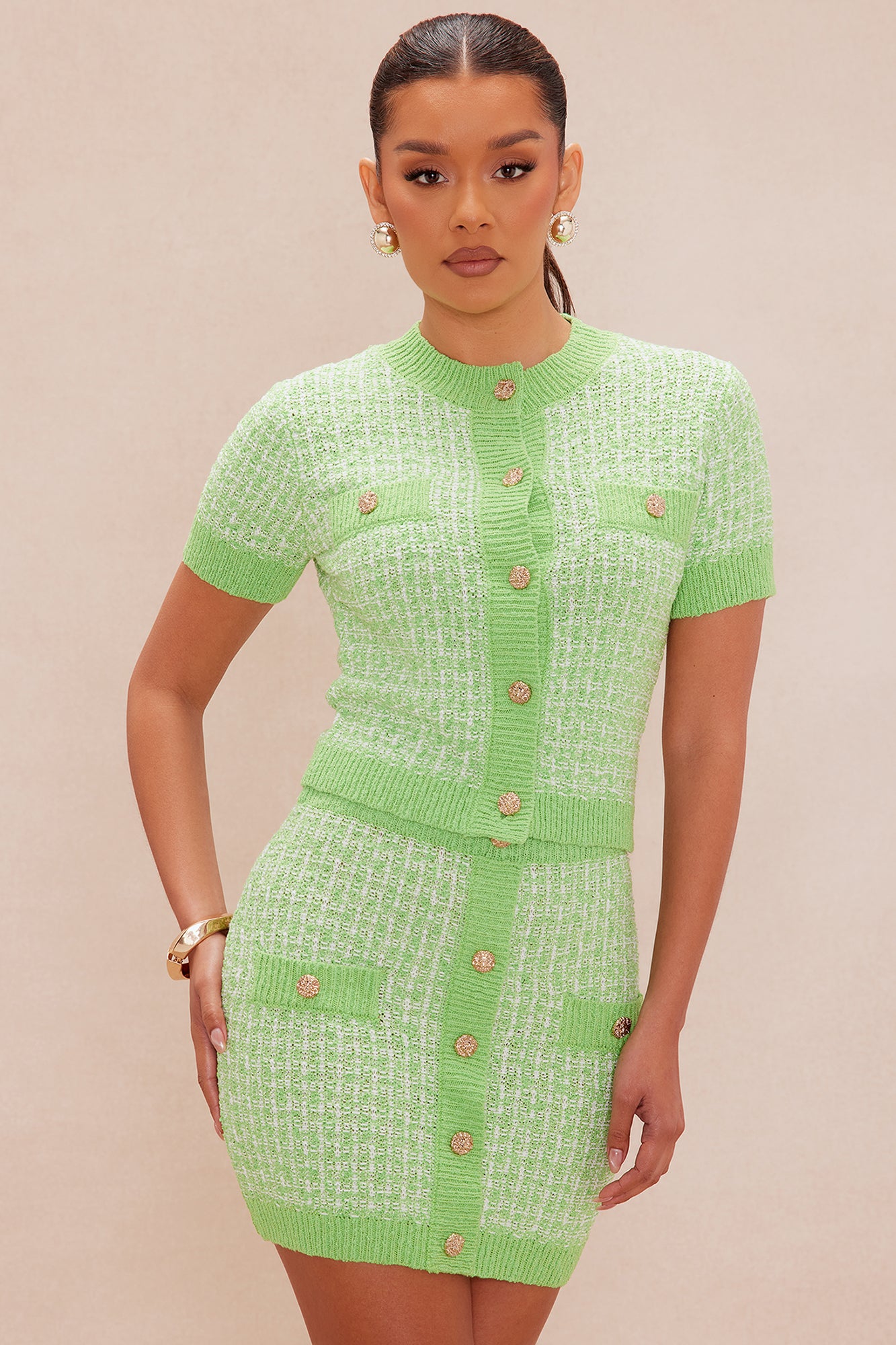 Sharon Sweater Mini Skirt Set - Green