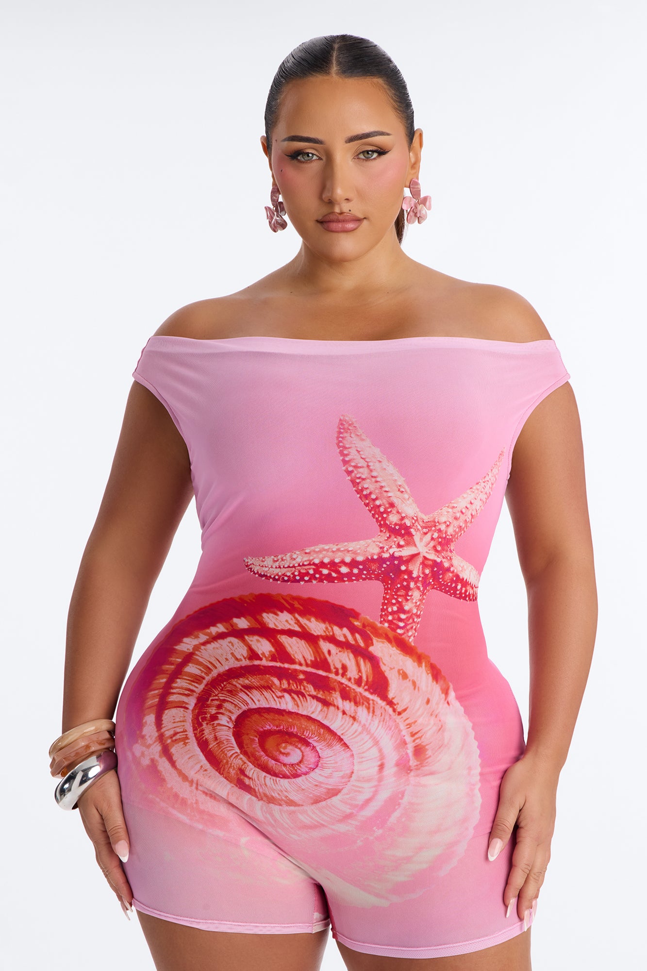 Miami Beach Mesh Romper - Pink/combo