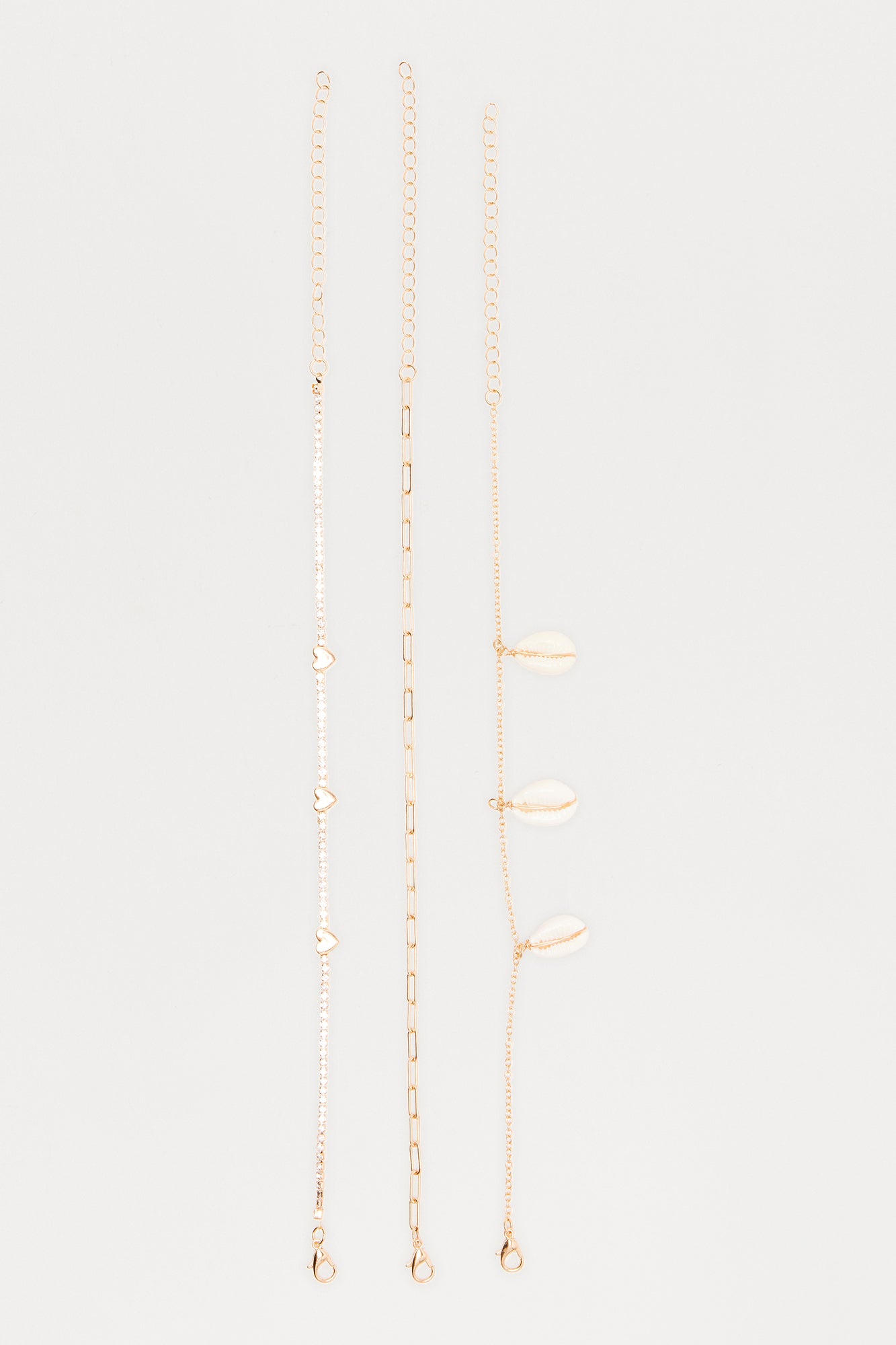 Sea Of Shells 3 Piece Anklet Set - Gold