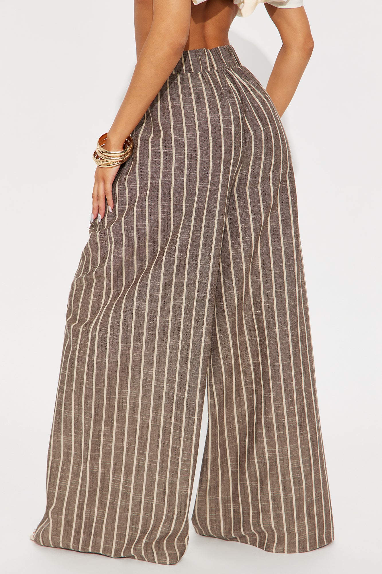 Ella Striped Linen Pant - Mocha/combo