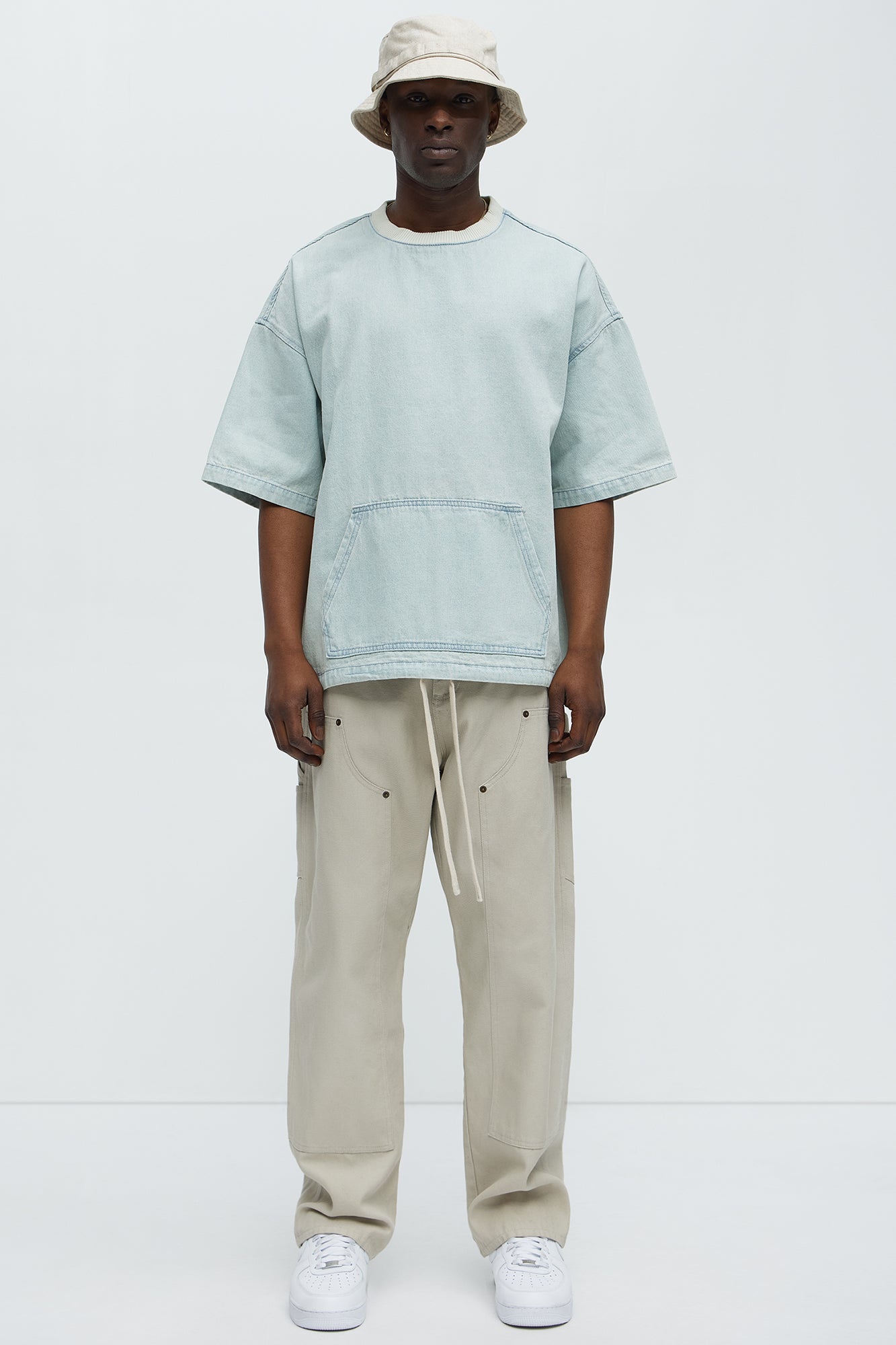 Boxy Denim Short Sleeve Tee - Light Wash