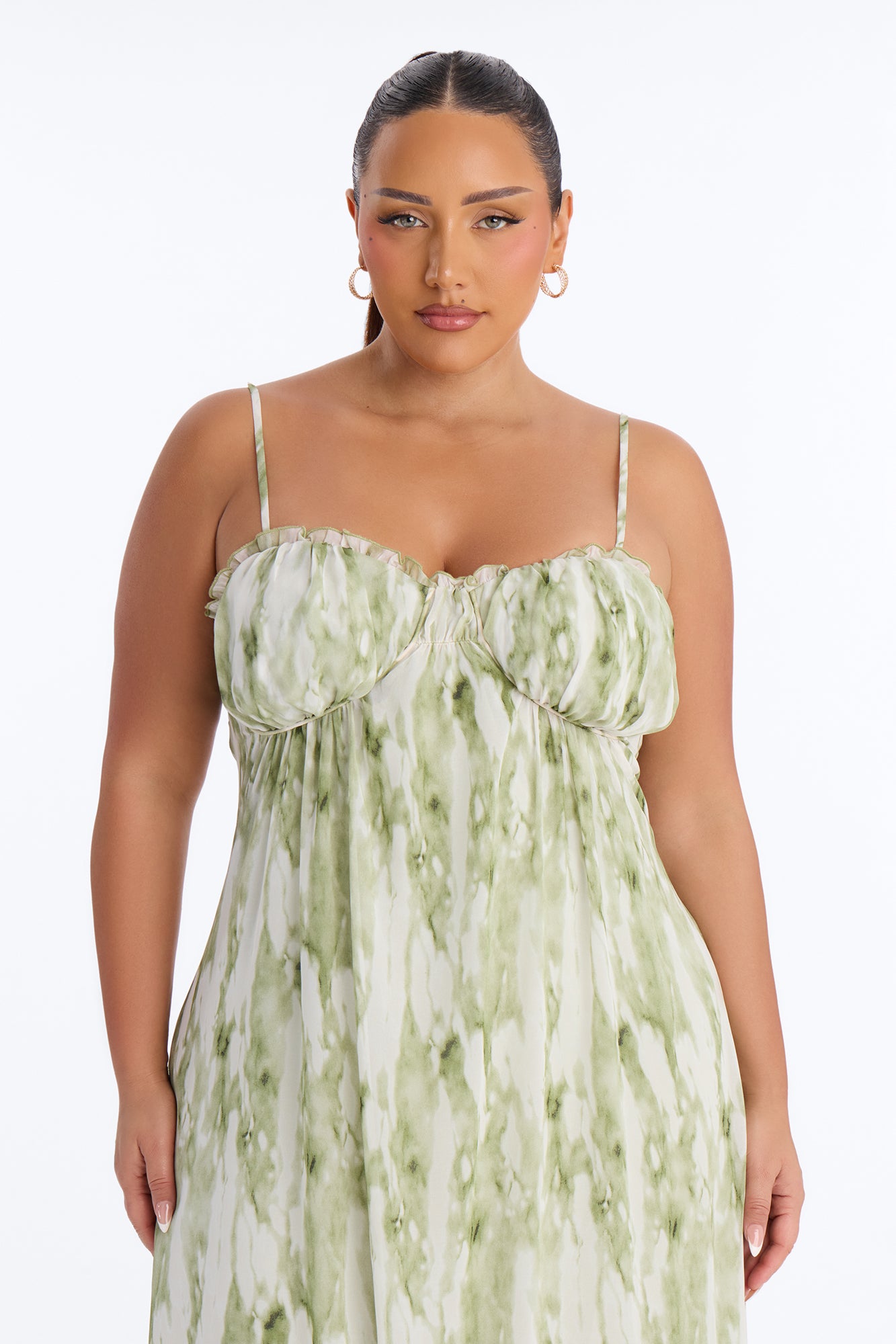 On A Stroll Chiffon Maxi Dress - Green/combo