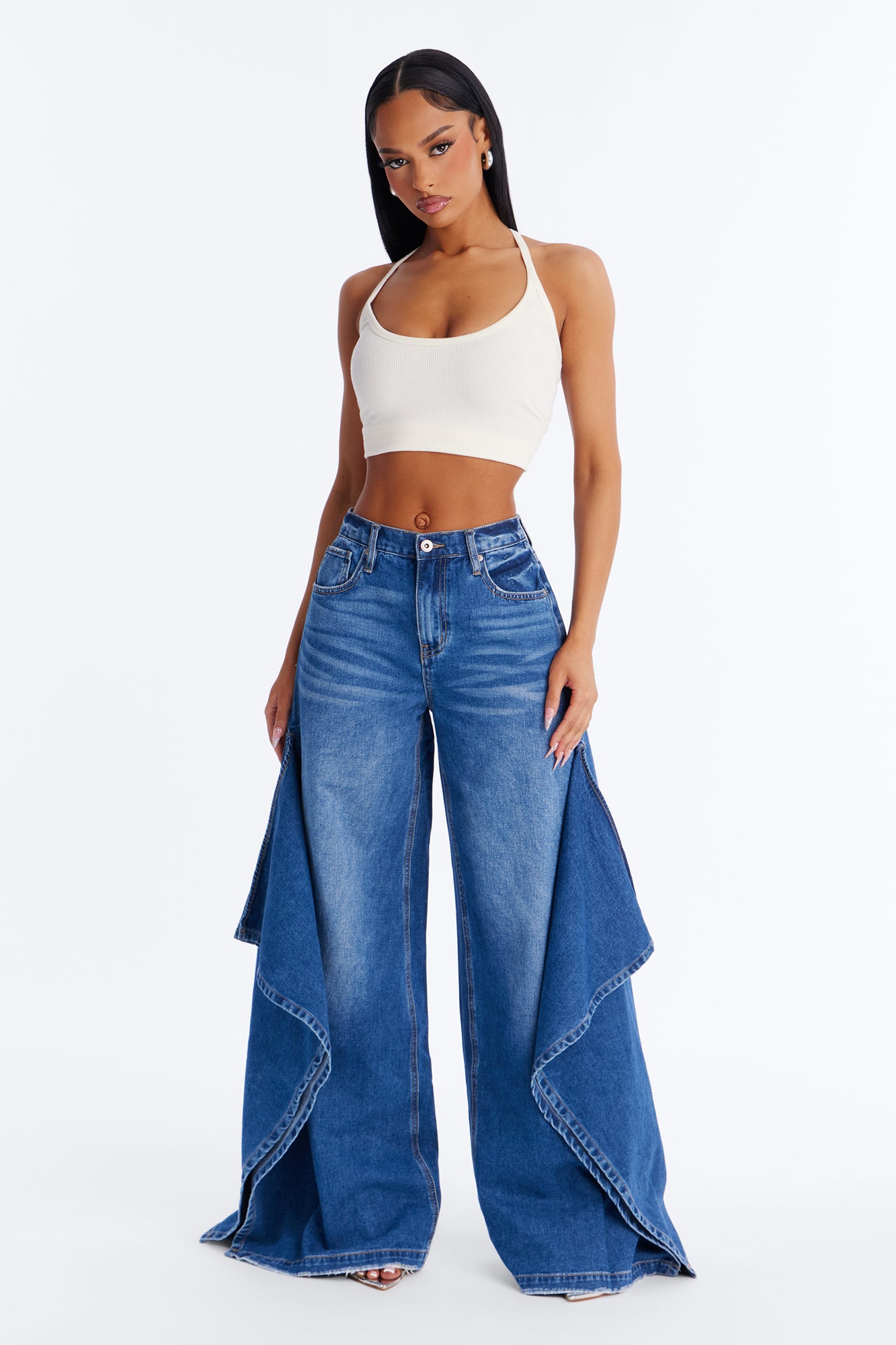 Not The Drama Wide Leg Jeans - Medium Wash