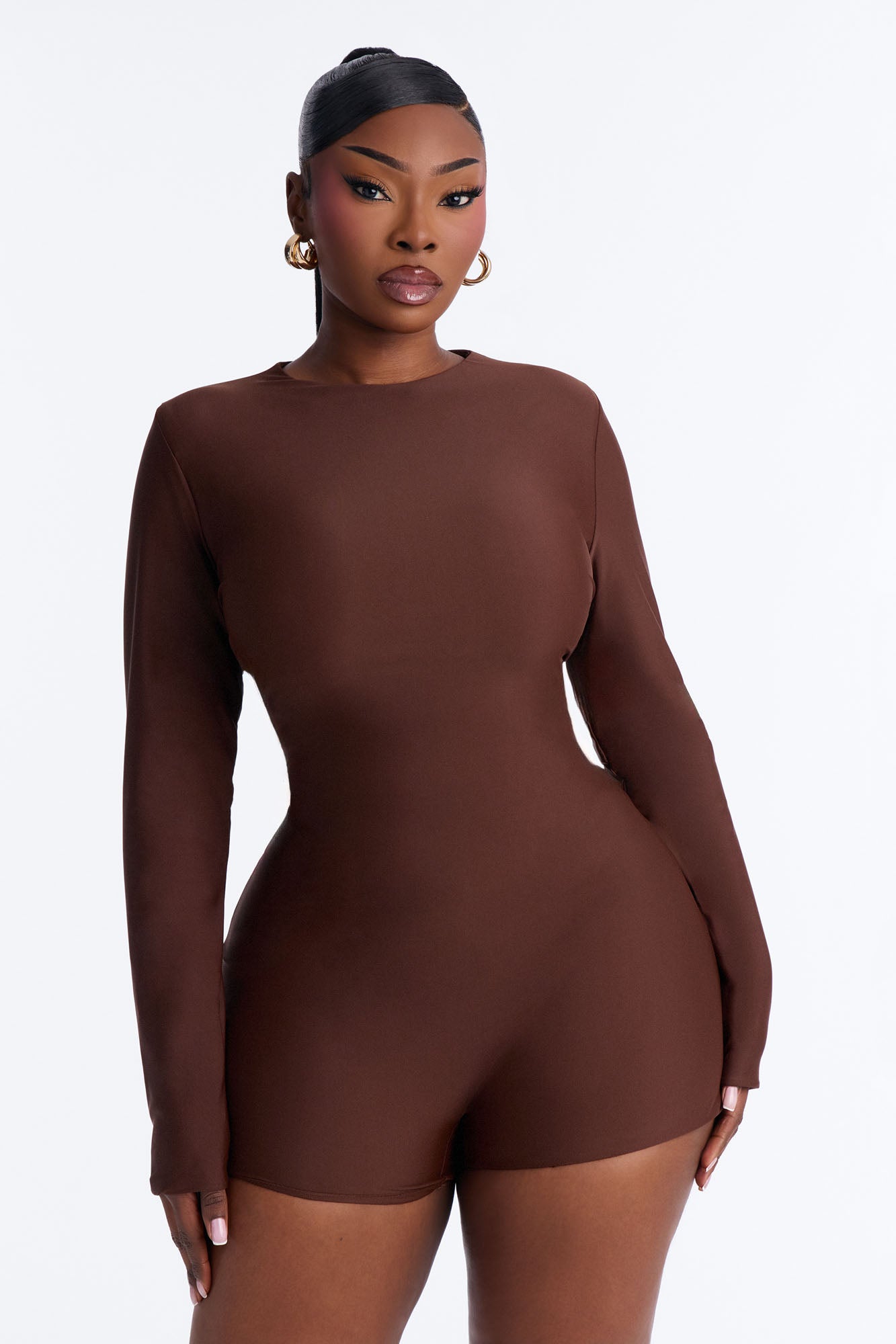 Noemi Form Double Lined Romper - Chocolate